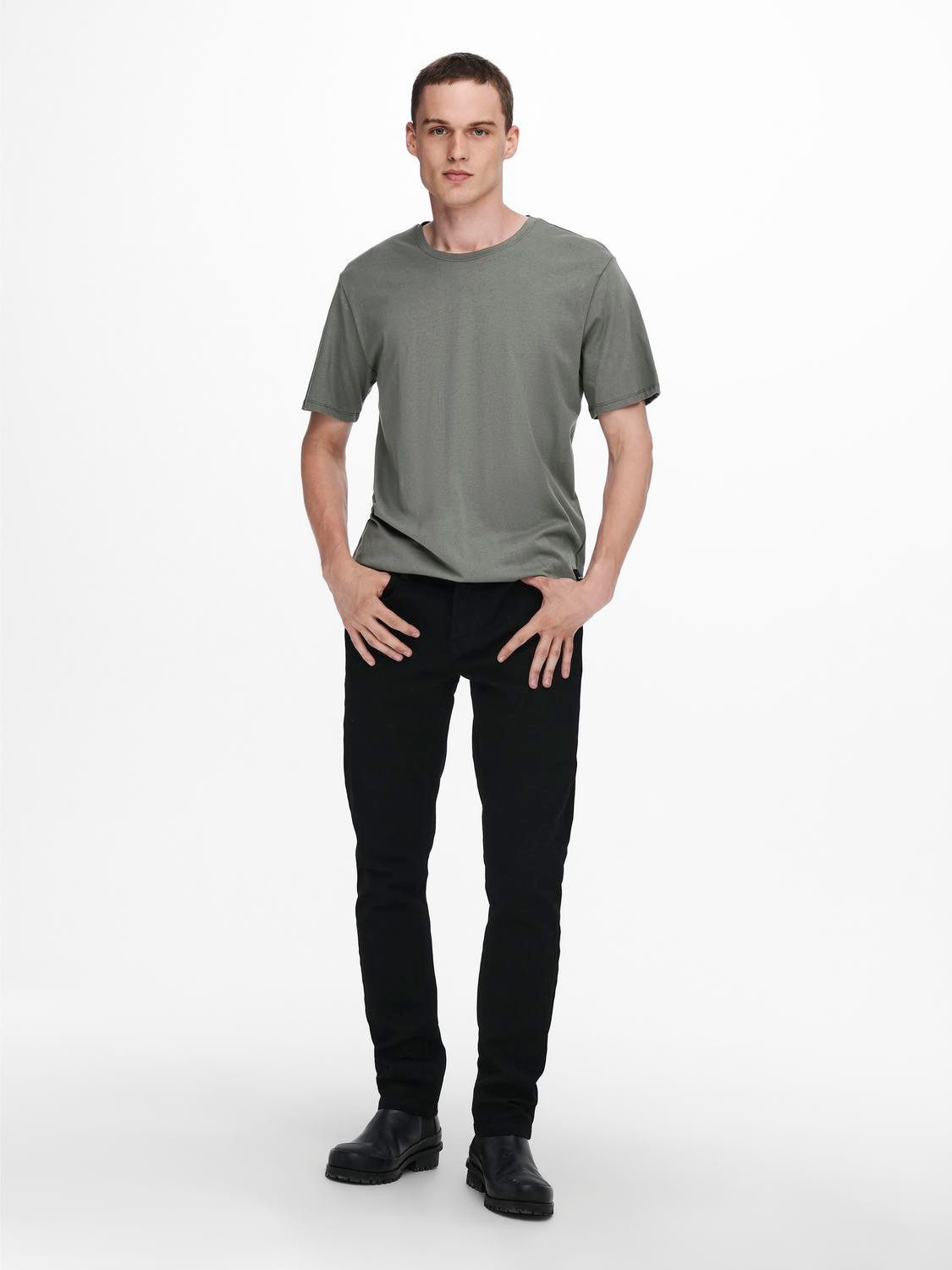 ONLY & SONS Shirt met ronde hals ONSMATT LONGY SS TEE NOOS