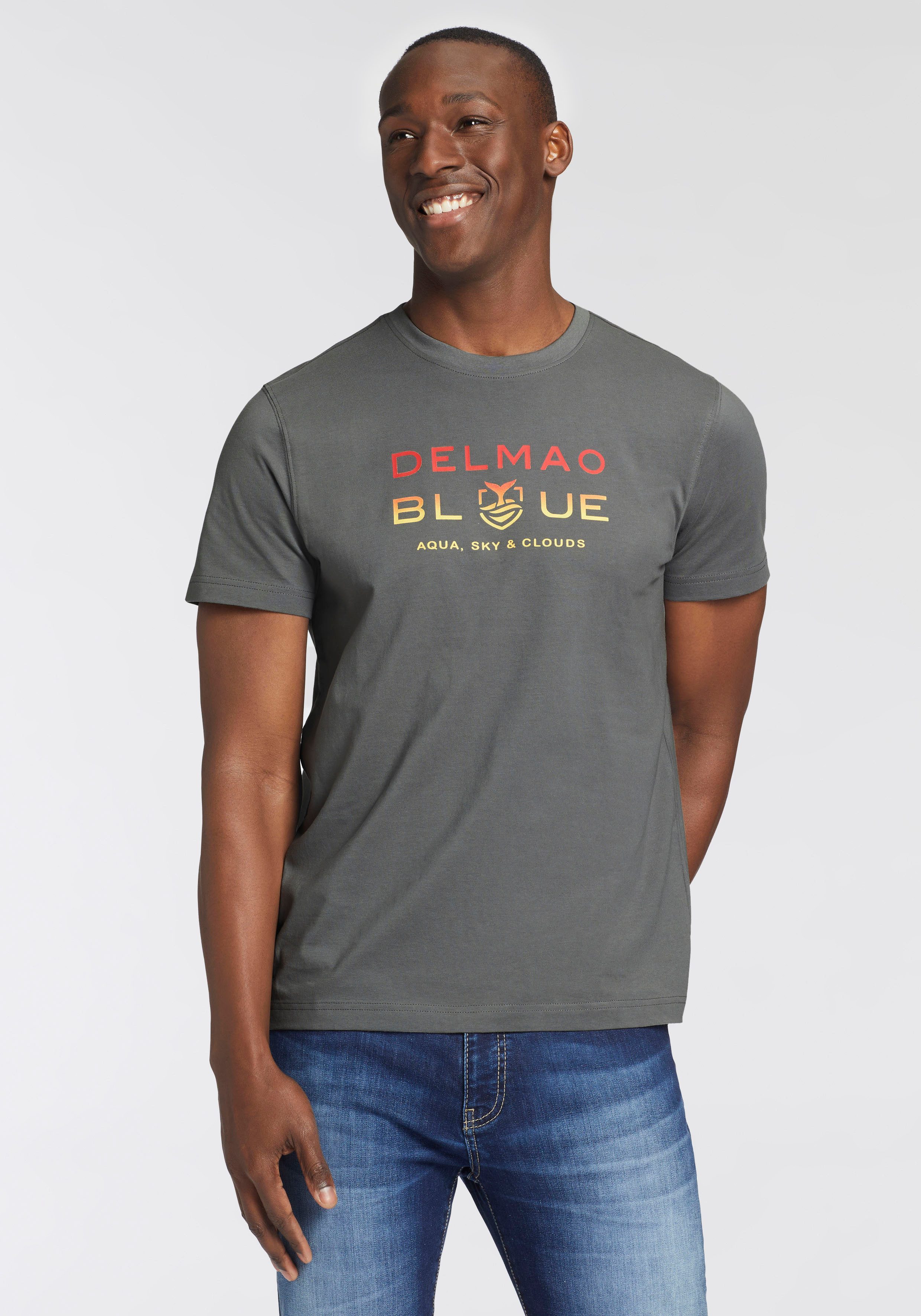 DELMAO T-shirt Korte mouw, bedrukt, ronde hals, van 100% katoen