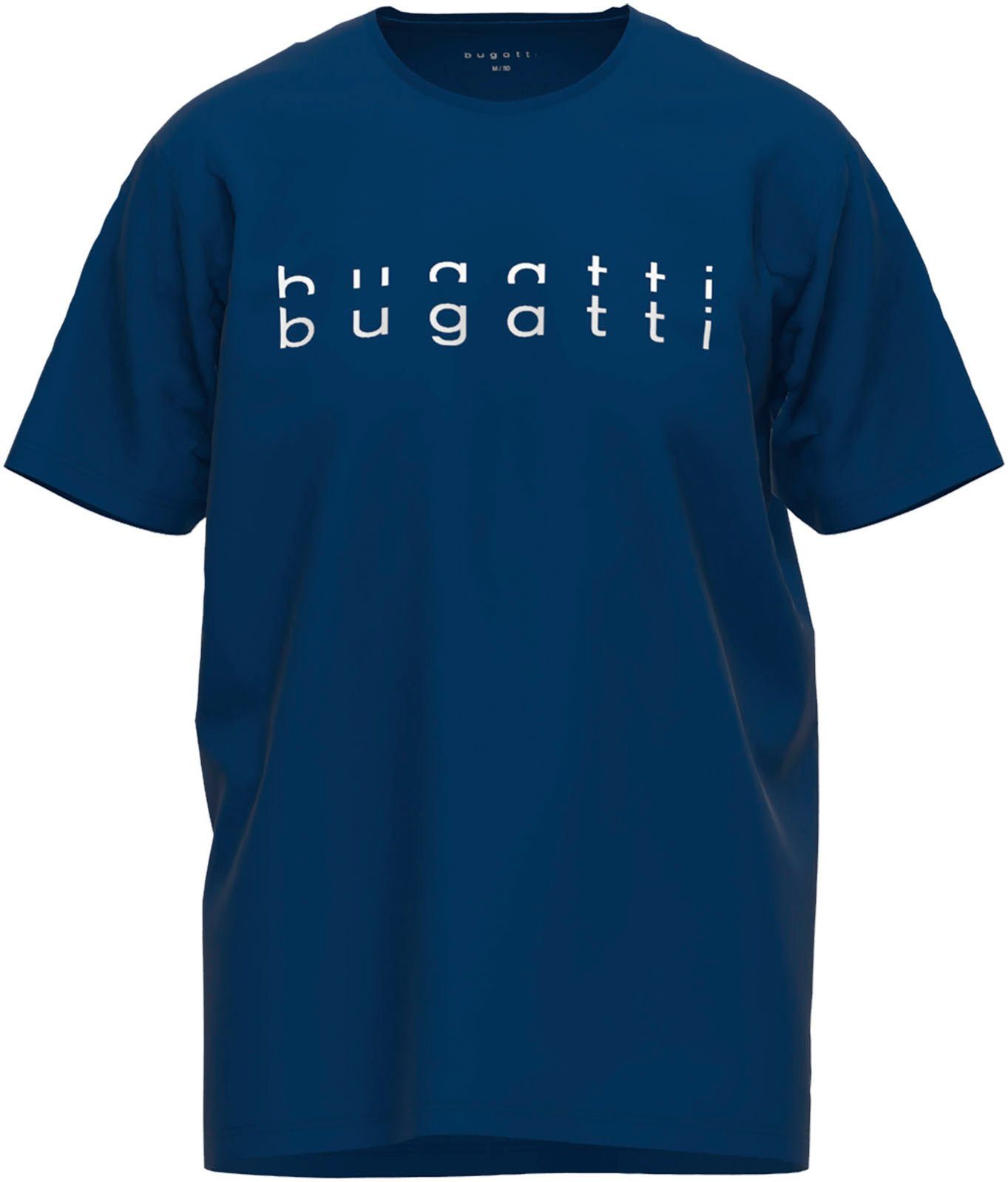 bugatti T-shirt PALERMO Korte mouw, ronde hals, bugatti-opdruk aan de voorkant
