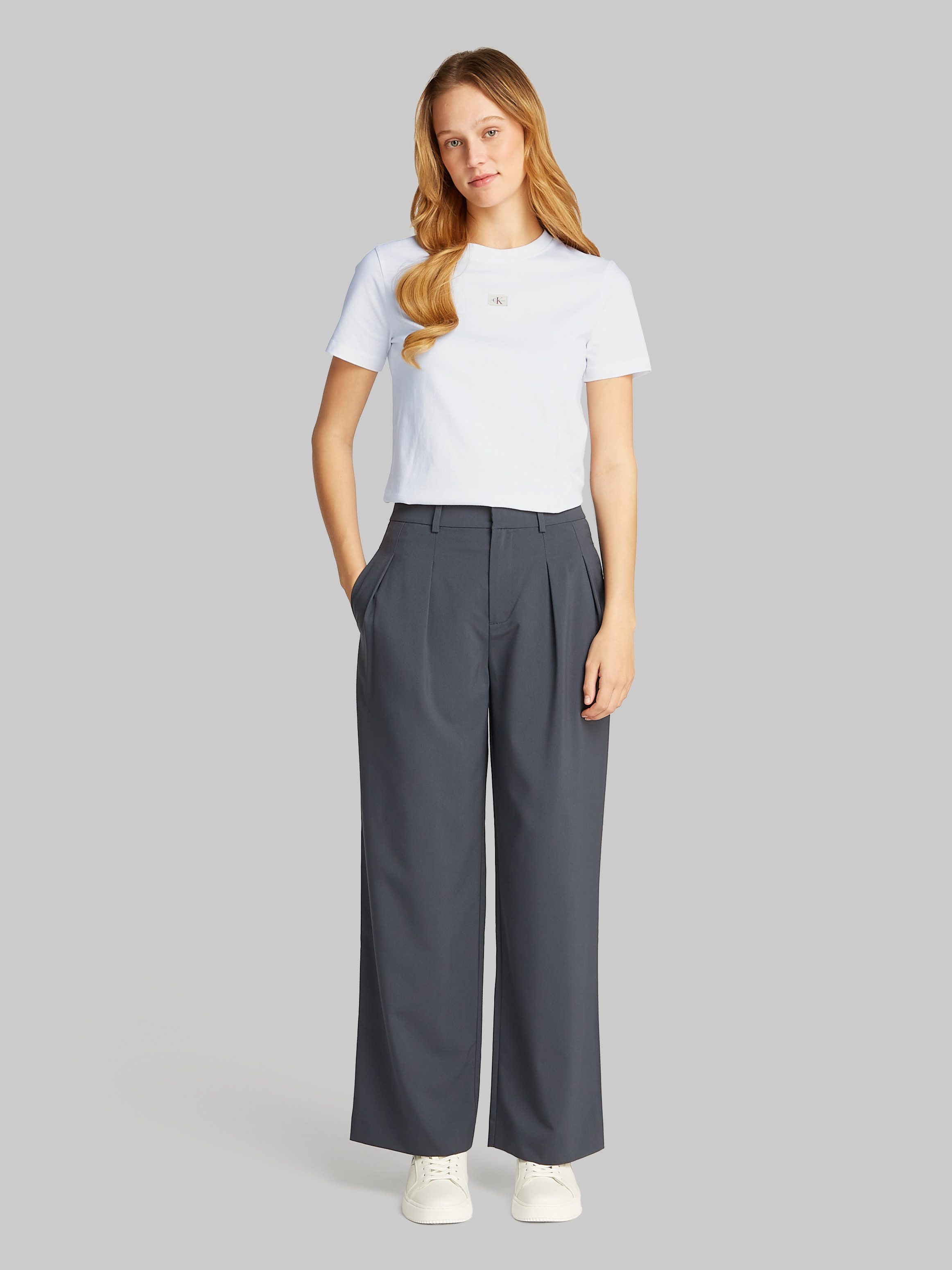 Calvin Klein Shirt met ronde hals WOVEN LABEL REGULAR JERSEY TEE