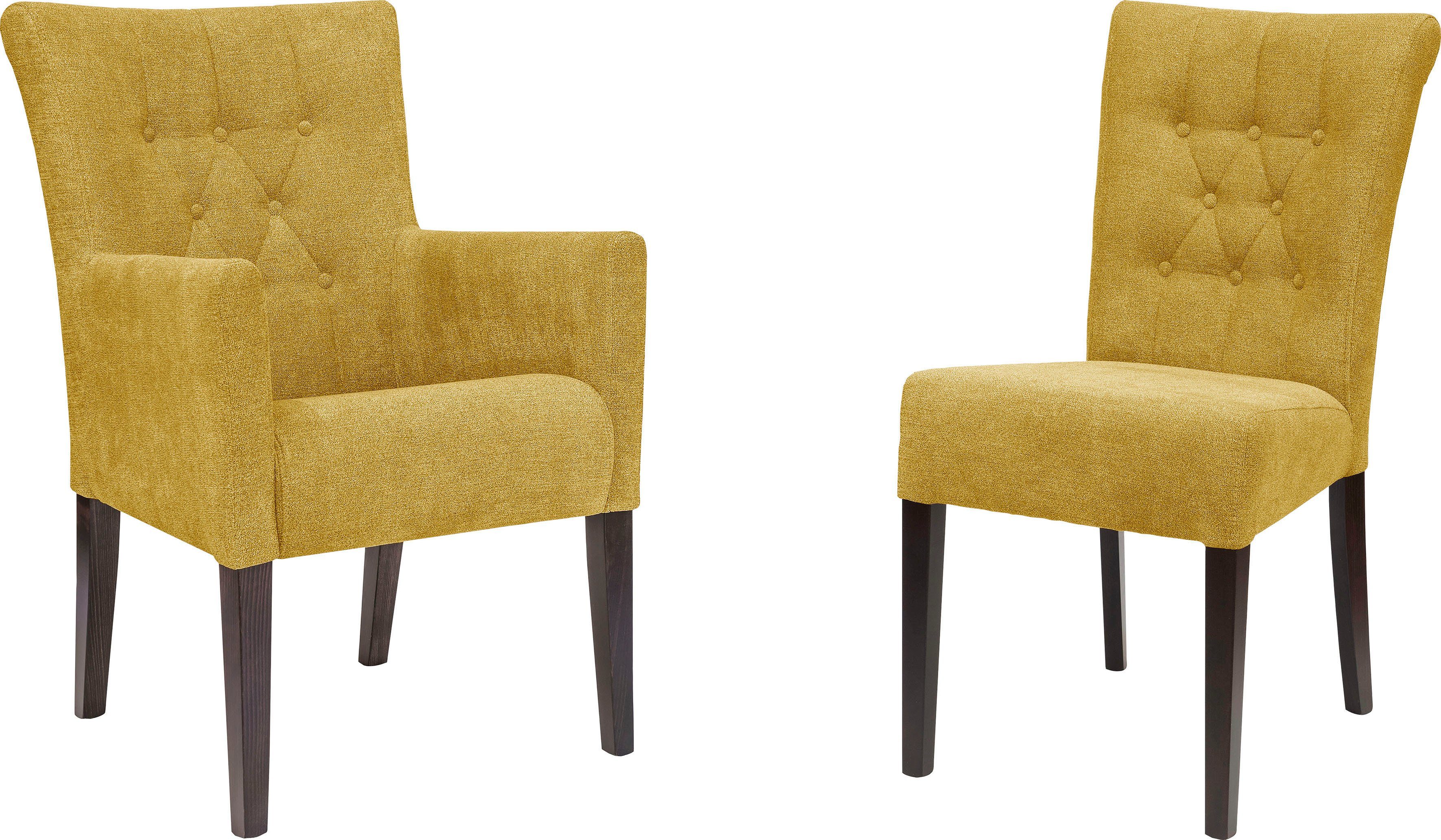 Home affaire Eetkamerstoel Queen BESTSELLER Gestoffeerde stoel met knoopdetails, set van 2, 4 of 6