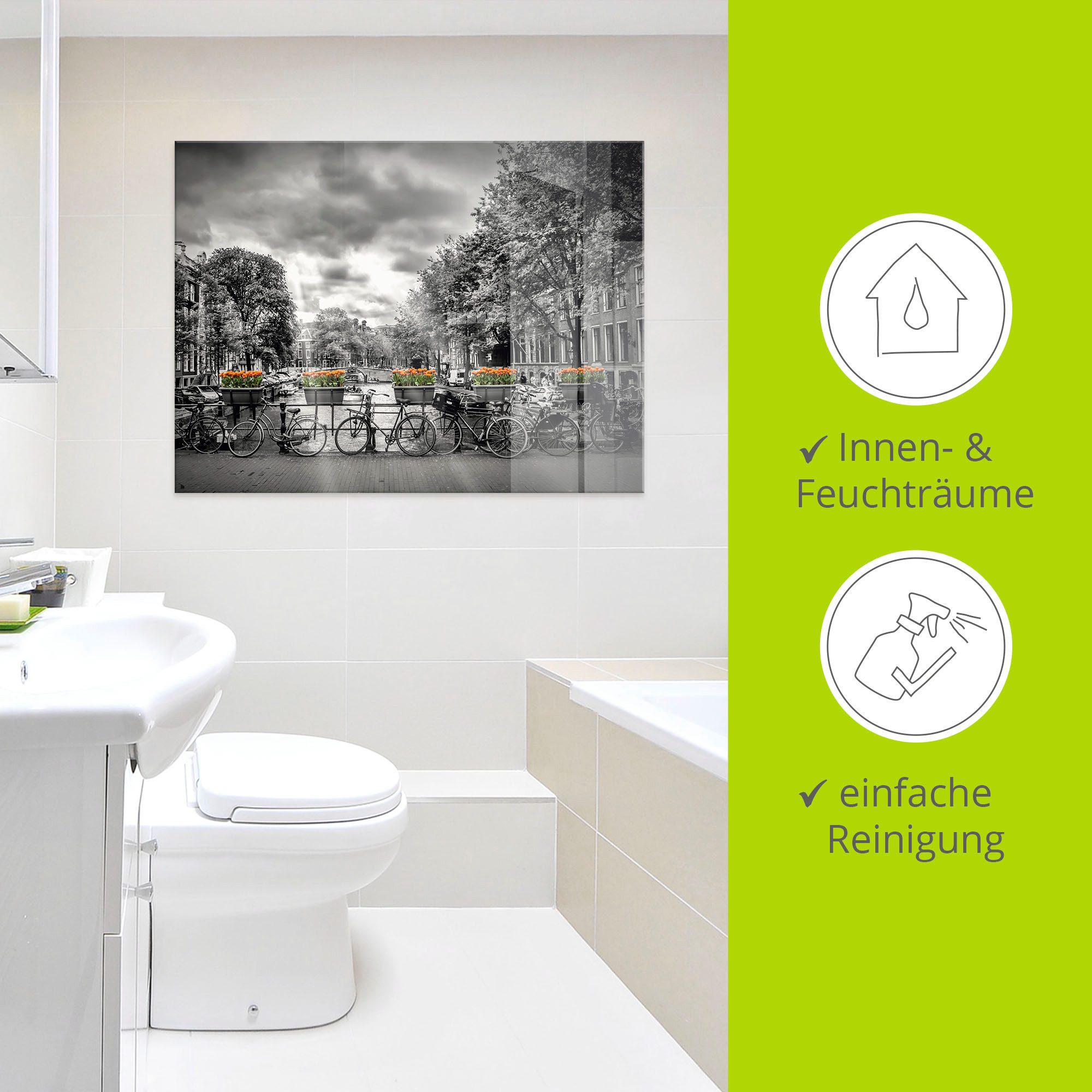 Artland Print op glas Amsterdam Herengracht zonnestralen II