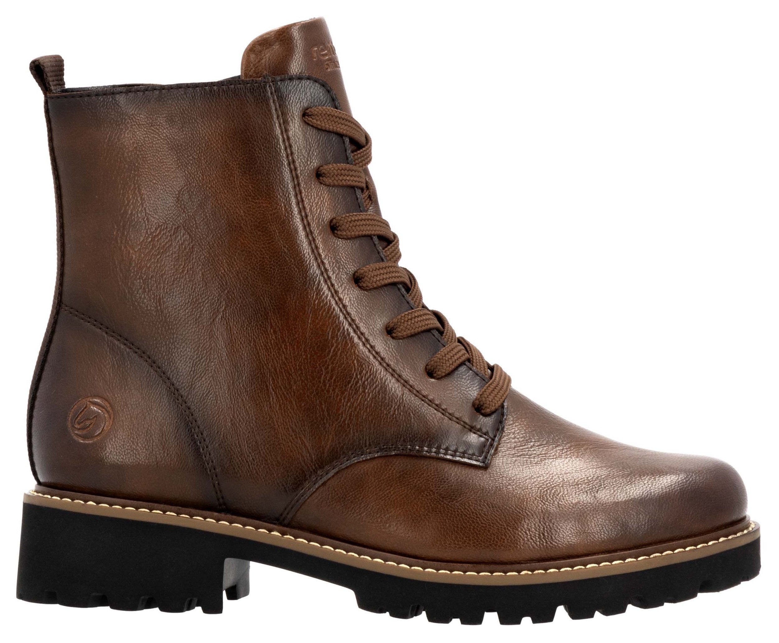Remonte Veterschoenen blokhak, veterschoen, enkellaars in used look dames veterlaarsjes maat 38 EU bruin