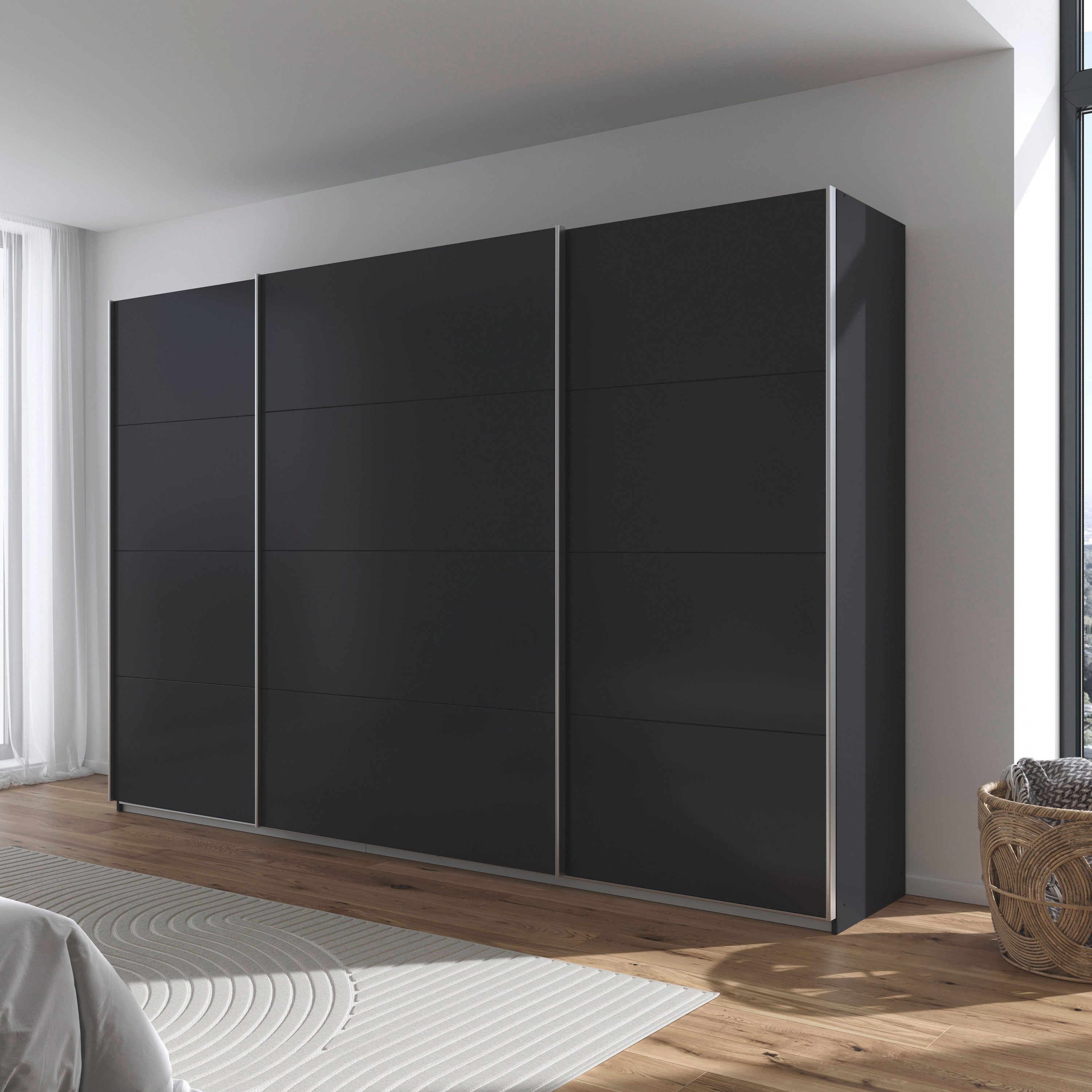 rauch Schuifdeurkast Kledingkast kast garderobe AGORDO met decor- of hoogglansfront doordachte binnenuitrusting, in 4 breedtes en 2 hoogtes made in germany