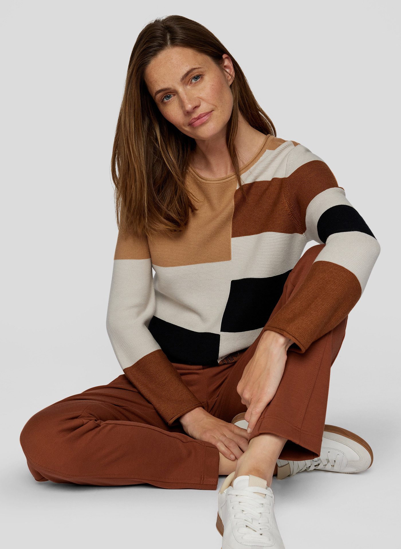 Rabe Gebreide trui met colorblocking-patroon