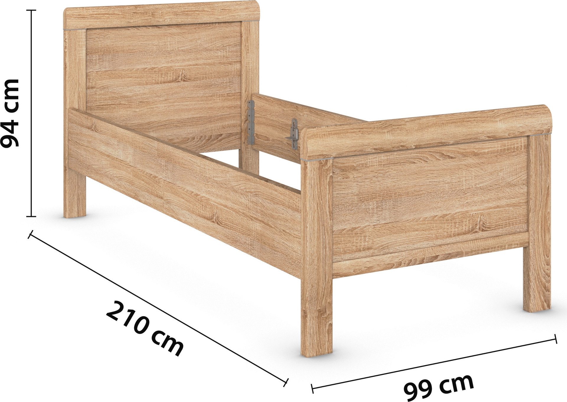 rauch Bed Eenpersoons Stollenbed EVELYN in comfortabele hoogte van houtmateriaal in elegante stijl made in germany