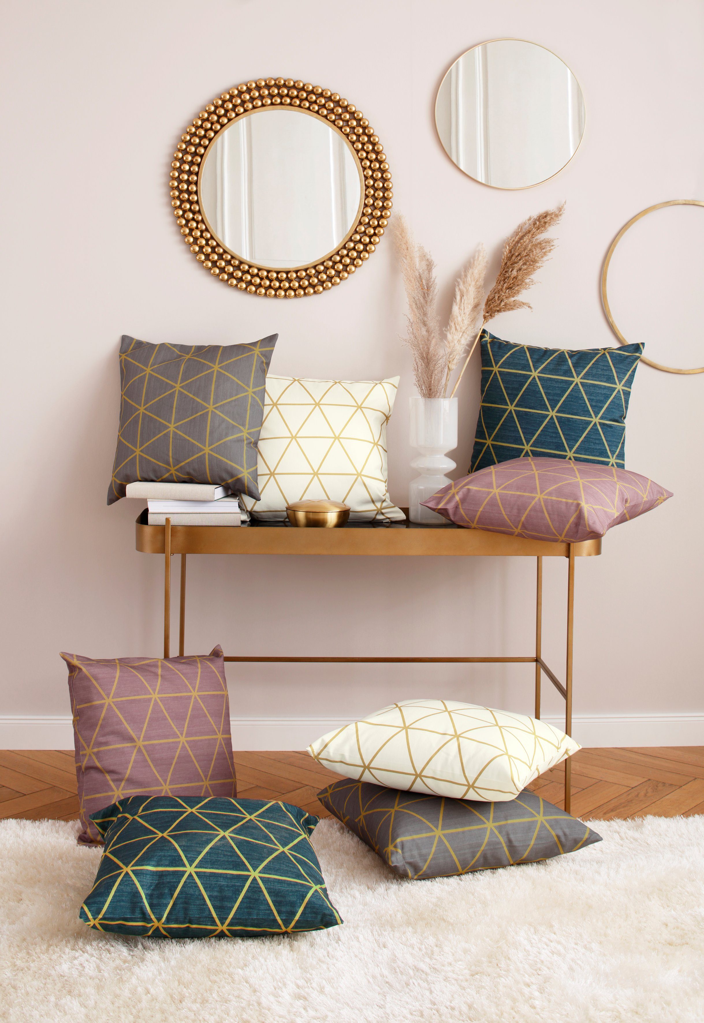 Leonique Sierkussen Kian met leuke ruiten, kussenovertrekken zonder vulling, set van 2 50x50 cm (2 stuks)