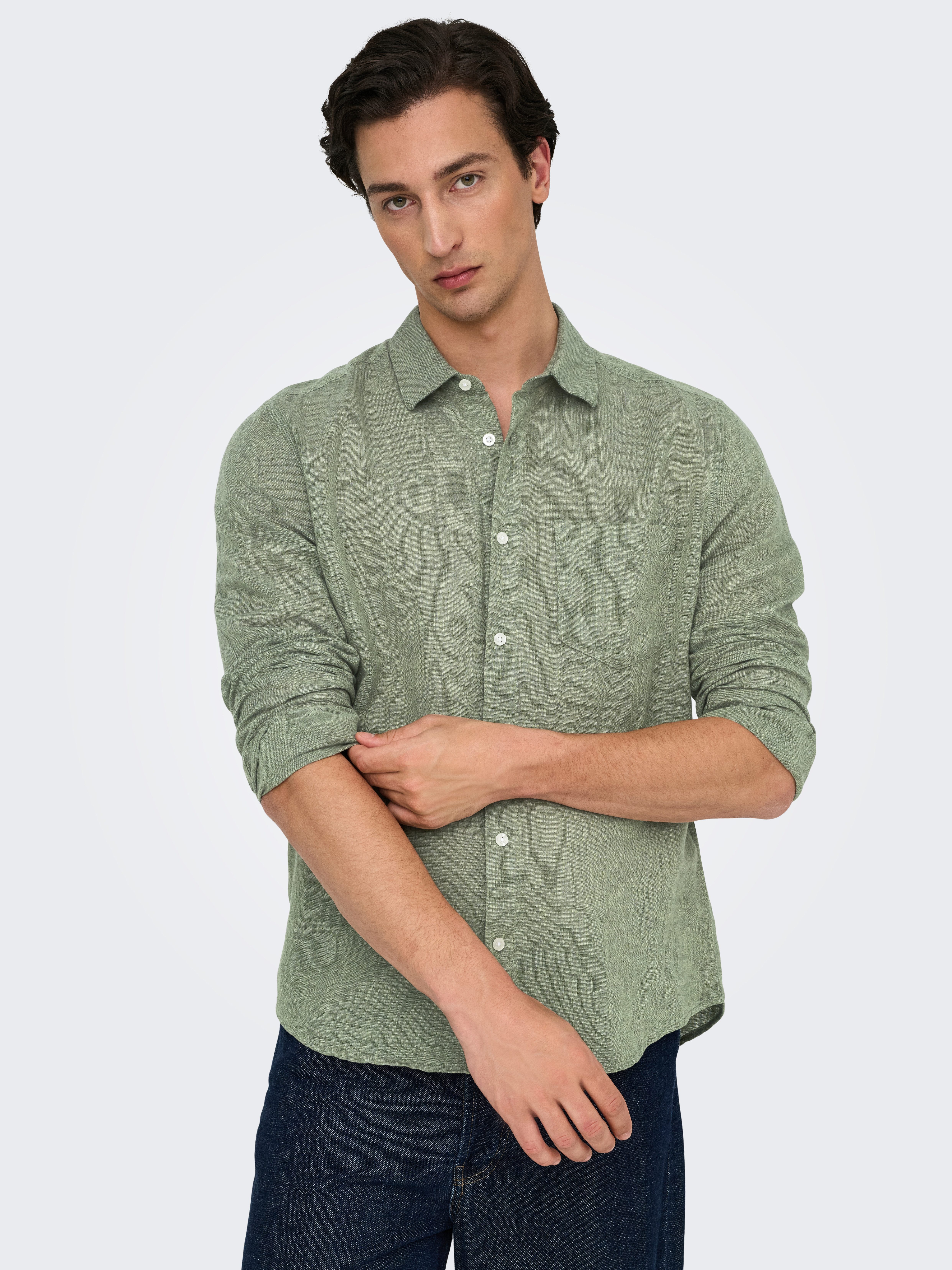 ONLY & SONS Overhemd met lange mouwen ONSCAIDEN LIFE REG LS 1 PKT SHIRT NOOS