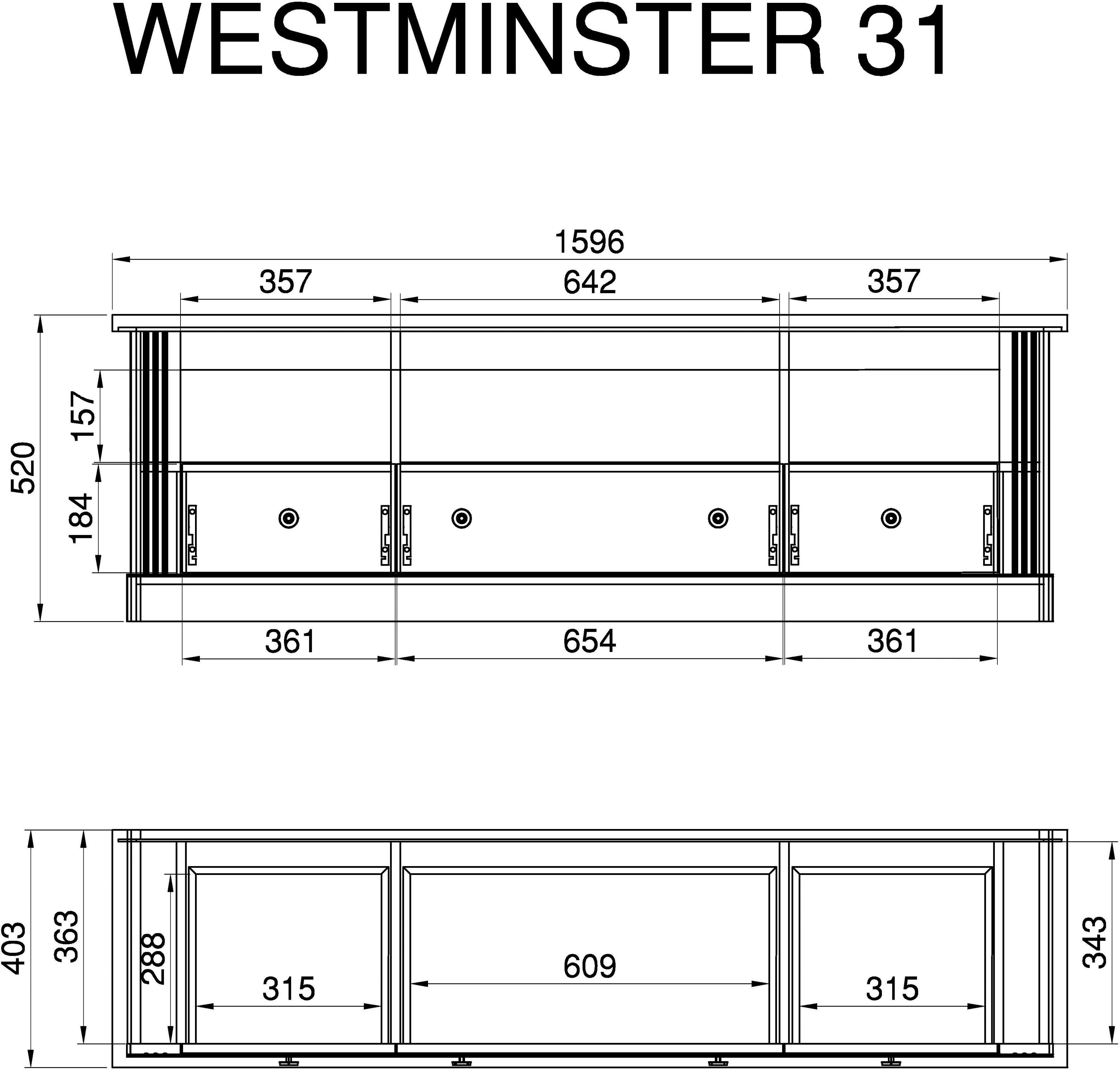 Home affaire Tv-meubel Westminster in trendy landelijke look