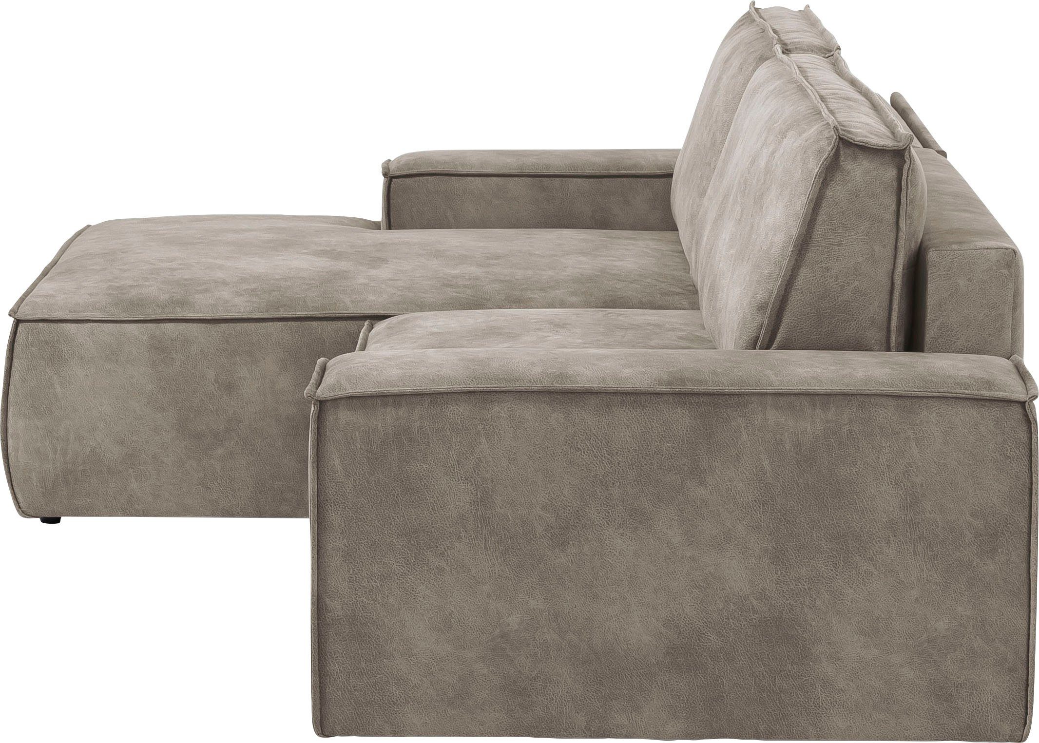 Home affaire Hoekbank SHERWOOD bedbank 267 cm, L-model, Slaapfunctie met bedlade (210x136 cm), cord, vintage, fluweel