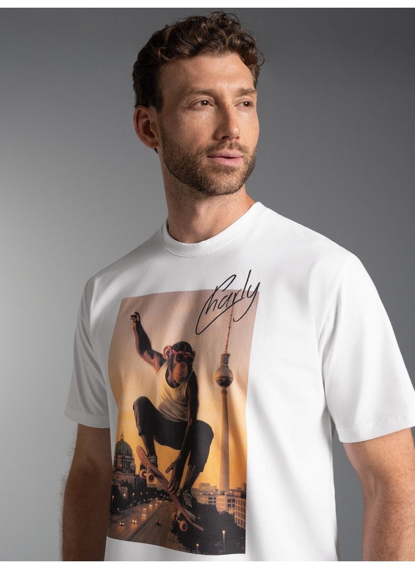 Trigema T-shirt TRIGEMA T-Shirt trigema Affe Charly Skateboard (1-delig)