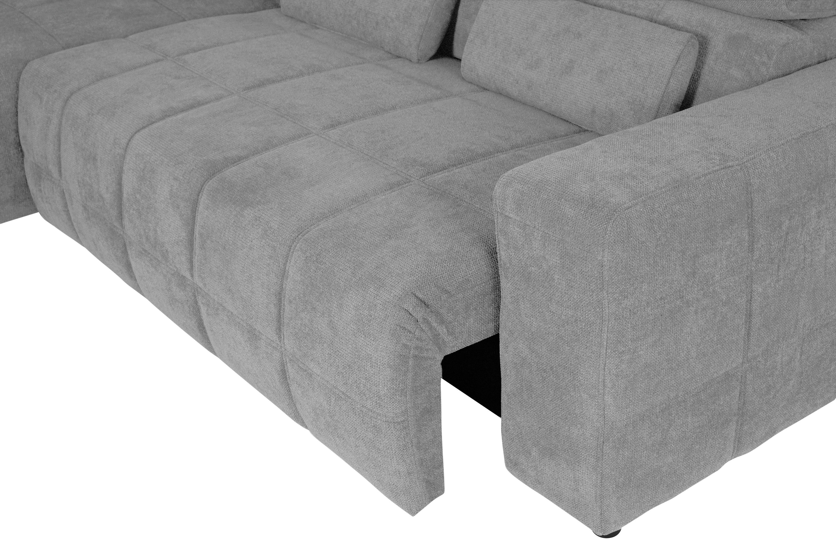 DOMO collection Hoekbank Brandon L-vorm, ook in leer met verstelbare hoofdsteun, naar keuze met verstelbare zitdiepte