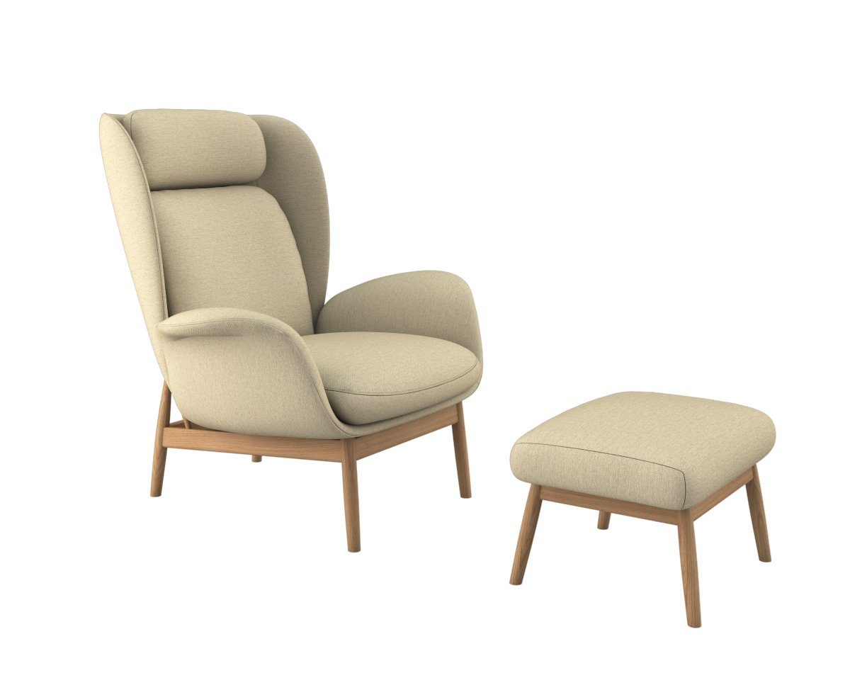 FLEXLUX Oorfauteuil Padova Stijl & comfort, organische vorm, geïntegreerde lendesteun, eikenhouten voet