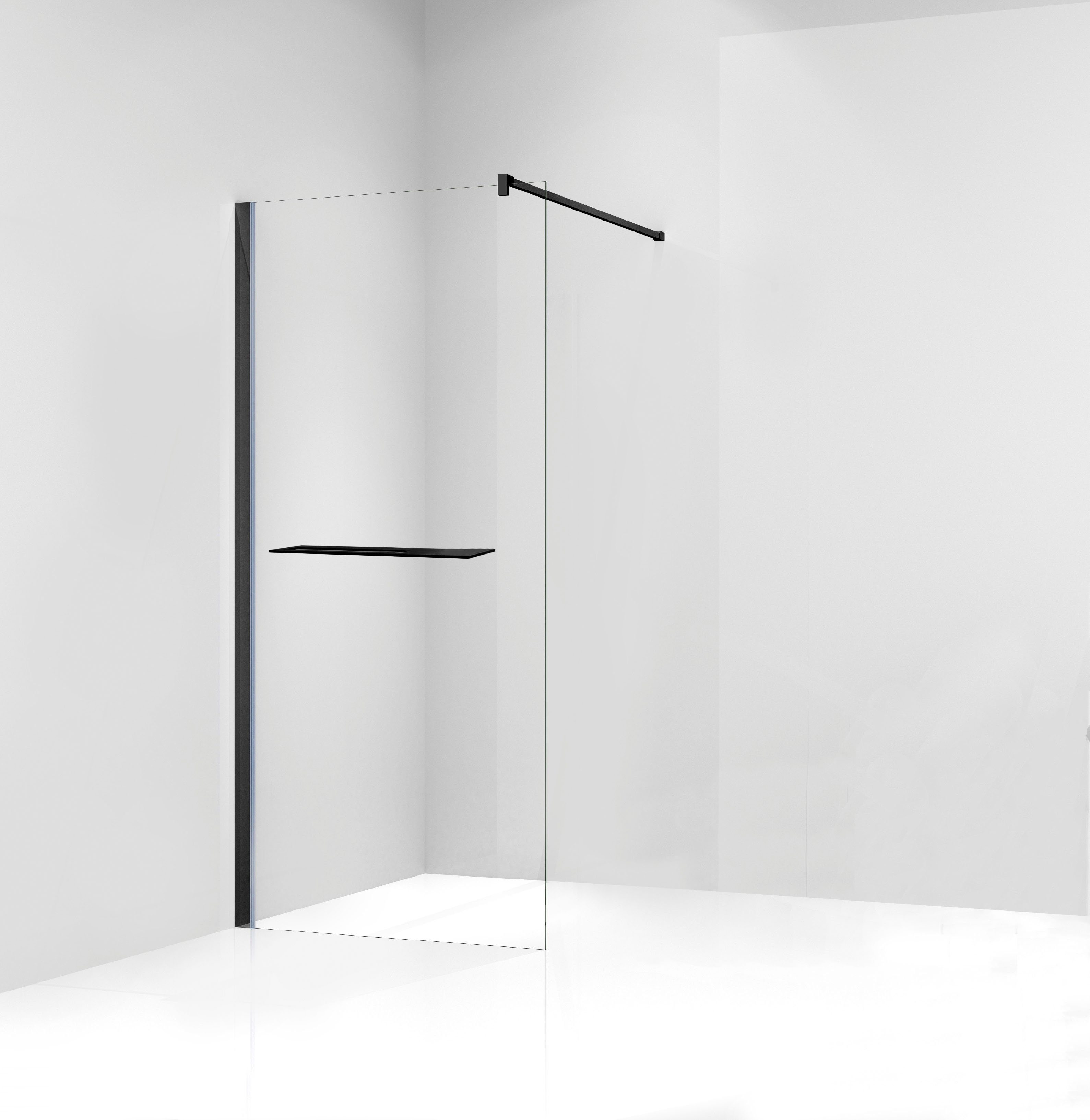 welltime Walk-in-douche Plus Douchewand inclusief planchet met handdoekhouder, met aluminium-wandprofiel, 100 cm