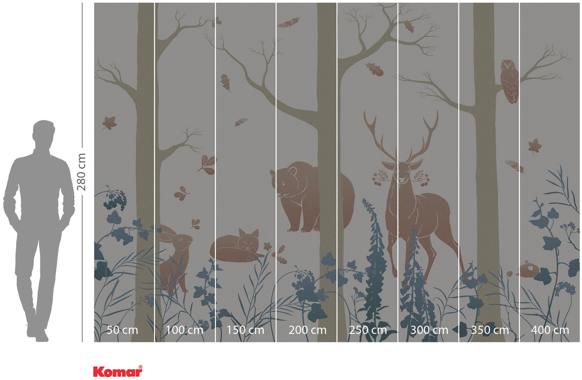 Komar Vliesbehang Digitale print vlies - Forest Animals - Afmeting 400 x 280 cm