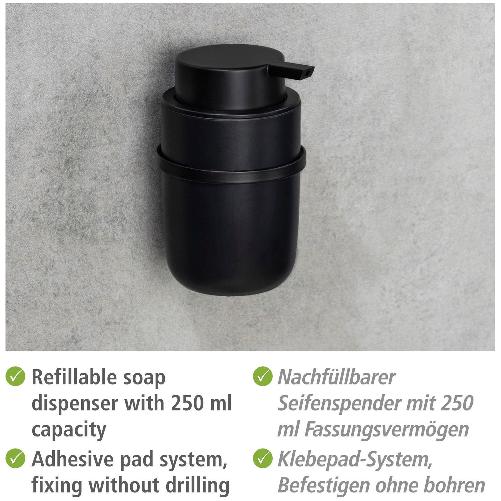 WENKO Zeepdispenser Carpino Zwart, 250 ml (1-delig)