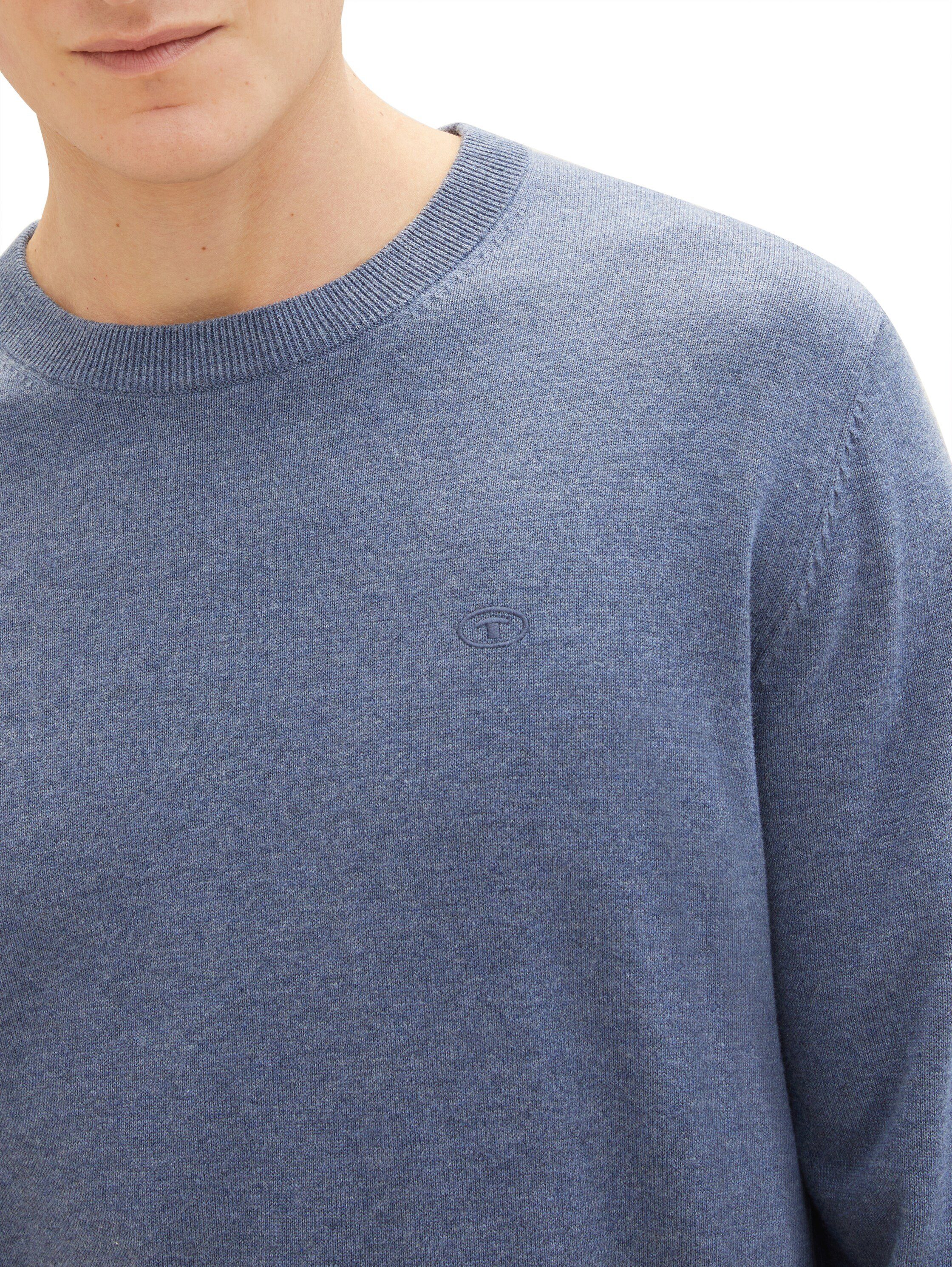 Tom Tailor Trui met ronde hals met geborduurd logo