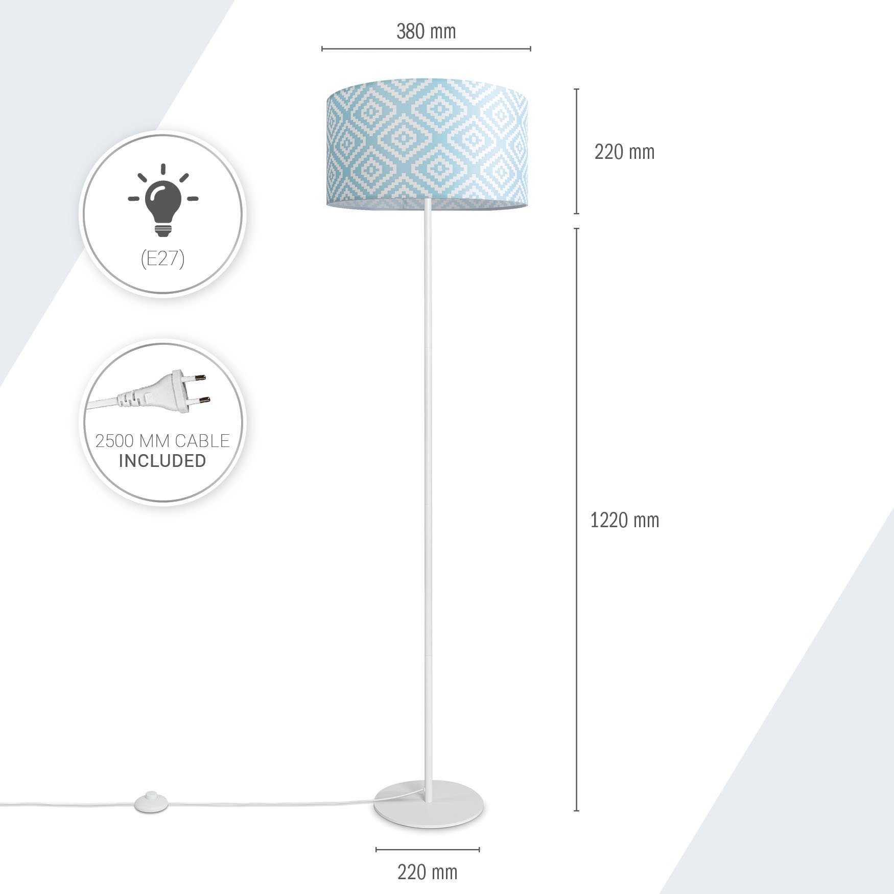 Paco Home Staande lamp Luca Stella Vloerlamp stoffen lampenkap retro vintage E27 textielkap