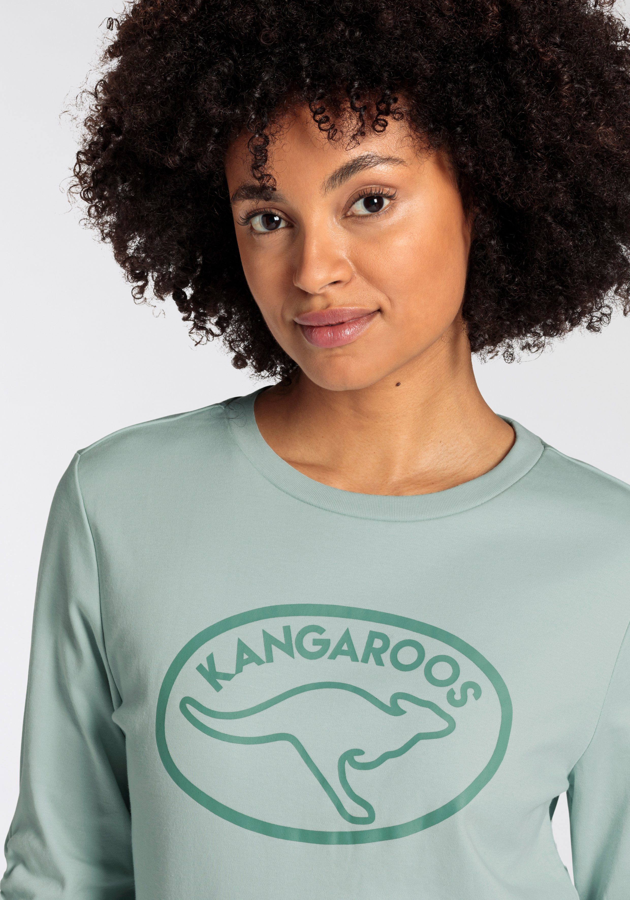 KangaROOS Sweatshirt met rimpeling op de mouw en merk-logo-print nieuwe-kollektion