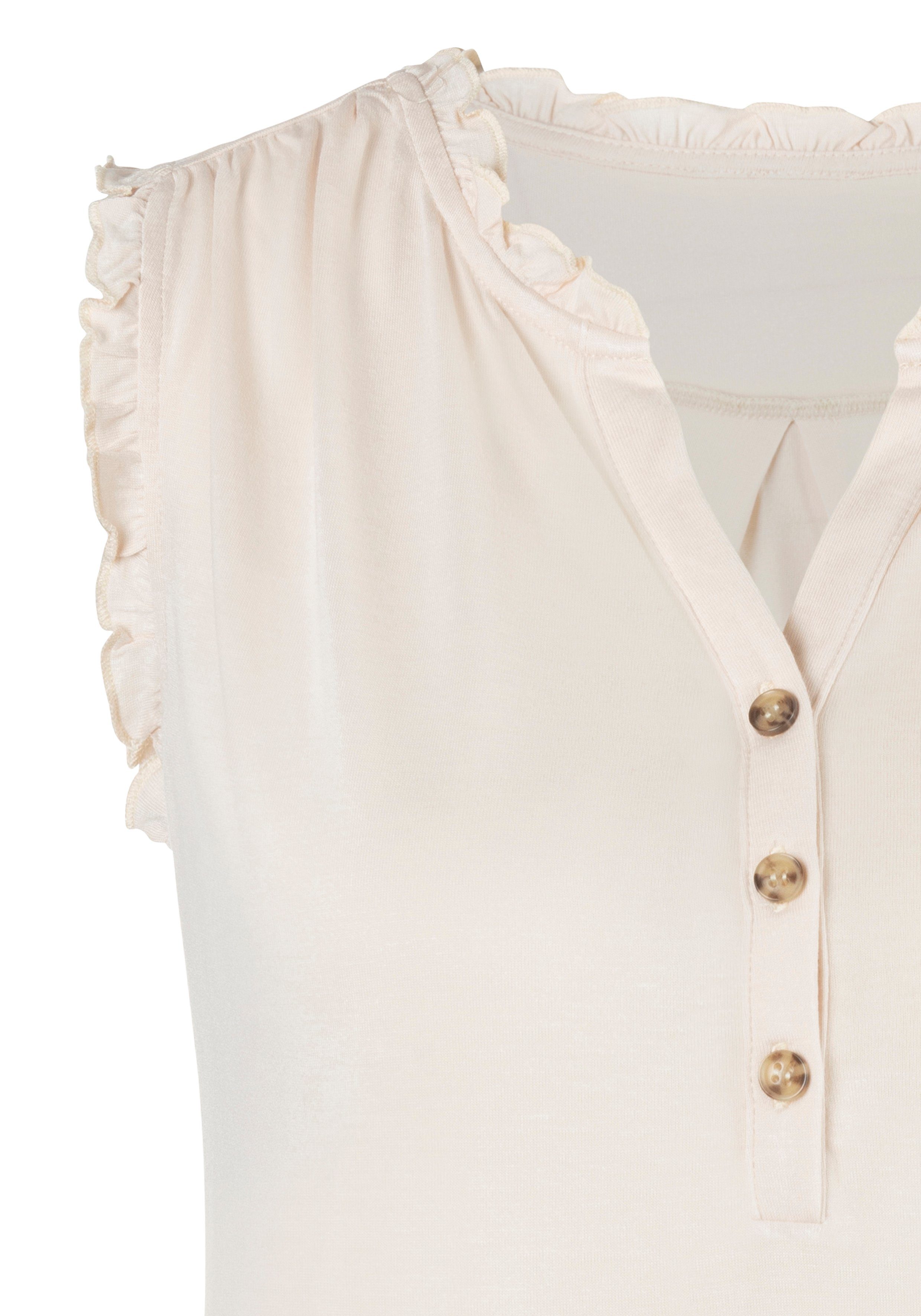 Lascana Ruchetop Met korte knoopsluiting van zachte viscosekwaliteit