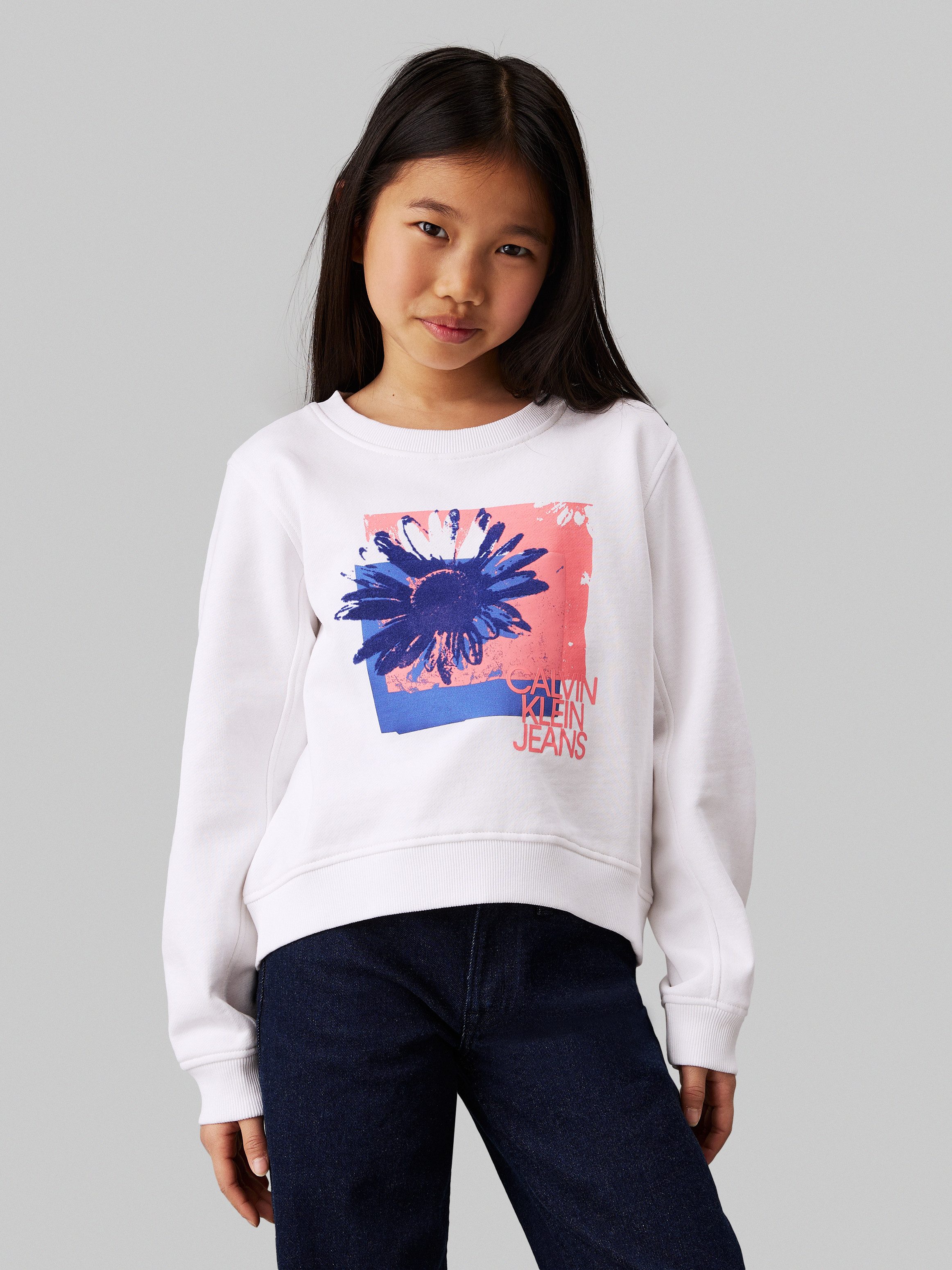 Calvin Klein Sweatshirt Flower Graphic Cn Sweatshirt voor kinderen tot 16 jaar en met logoprint