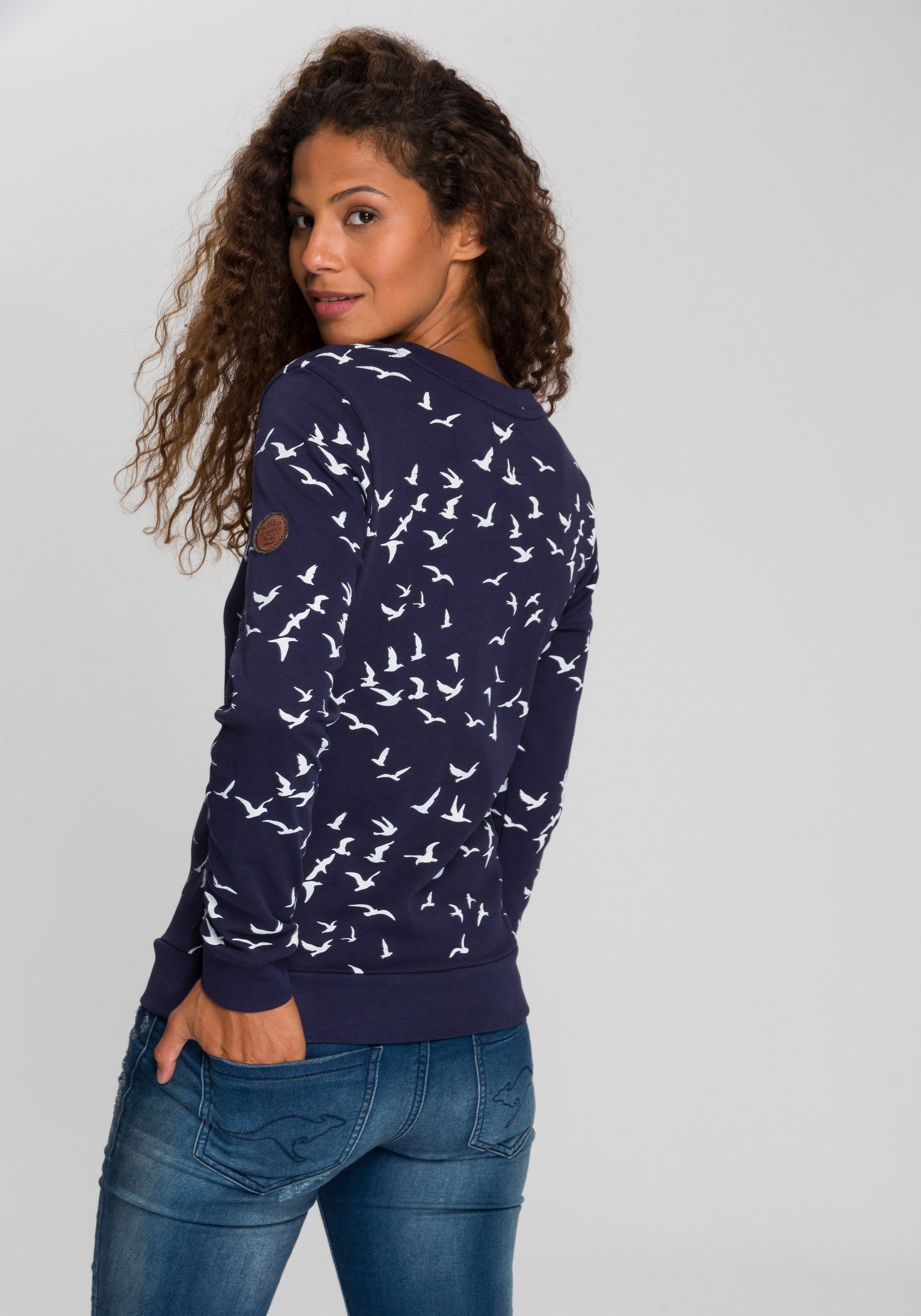 KangaROOS Sweatshirt Lange mouwen, figuurvolgende snit, bedrukt, ronde hals