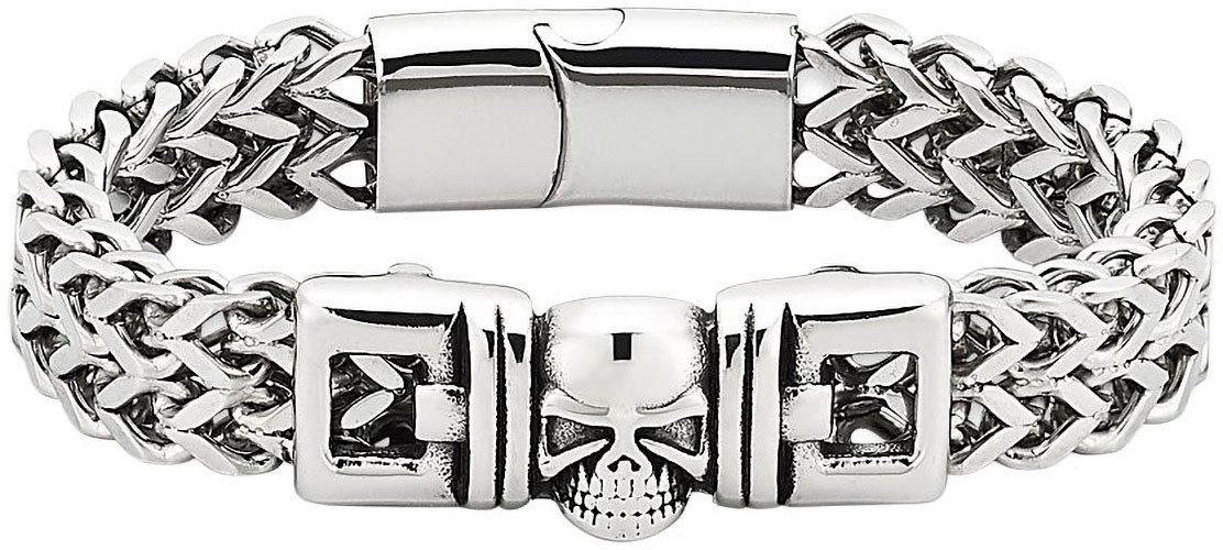 Bruno Banani Edelstalen armband Sieraad cadeau armband van roestvrij staal met schedelmotief unisex armbanden zilver(kleur)