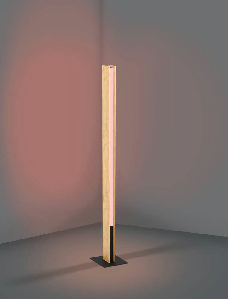 EGLO Staande lamp ANCHORENA-Z vloerlamp, hout, ZigBee 3.0, disco-modus, lamp Timer, app / spraakbesturing Alexa, 150 cm, excl. afstandsbediening (1 stuk)