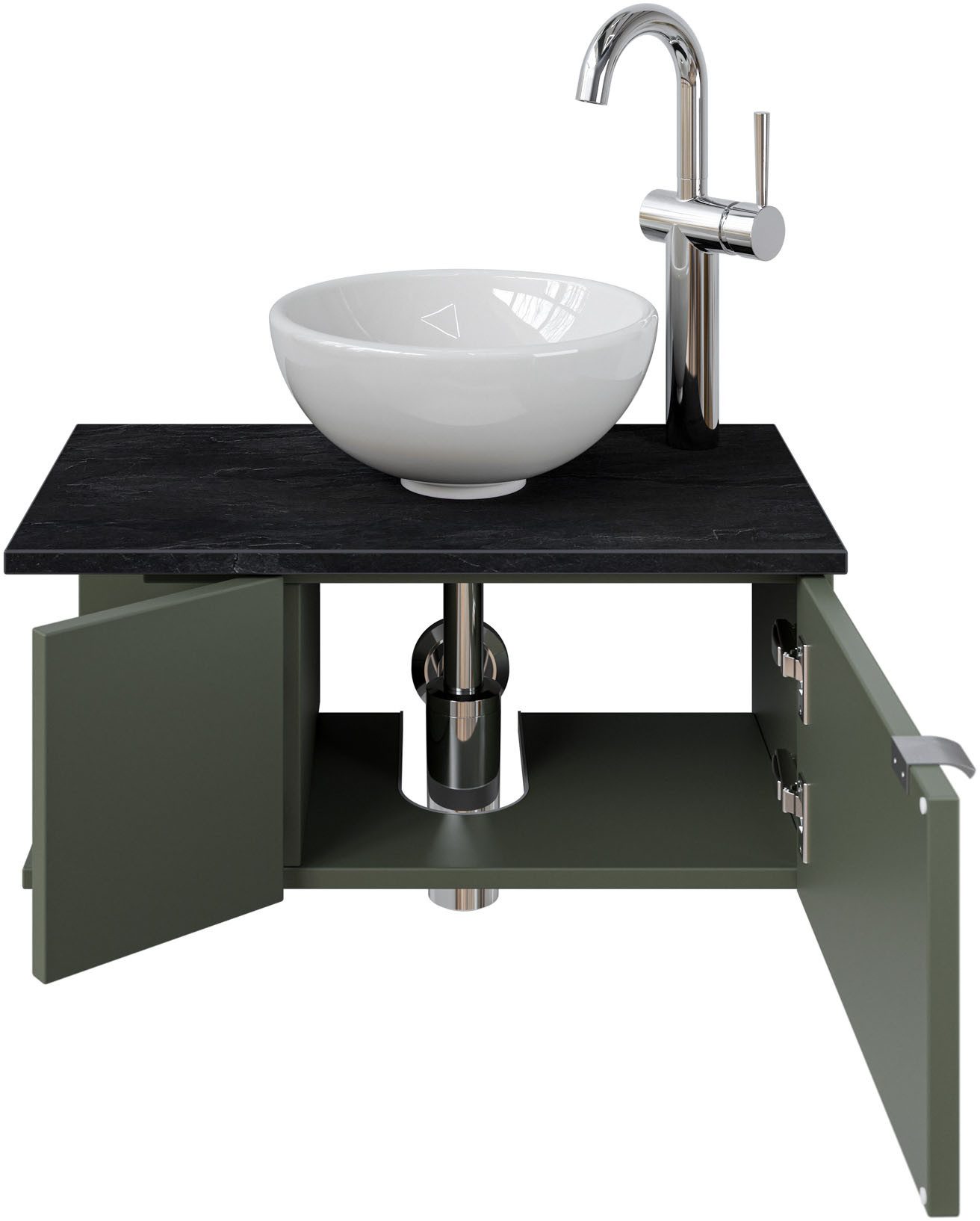 Saphir Wastafelonderkast Serie 6915 wastafel met onderkast voor gastenbadkamer, tweede toilet (3-delig)