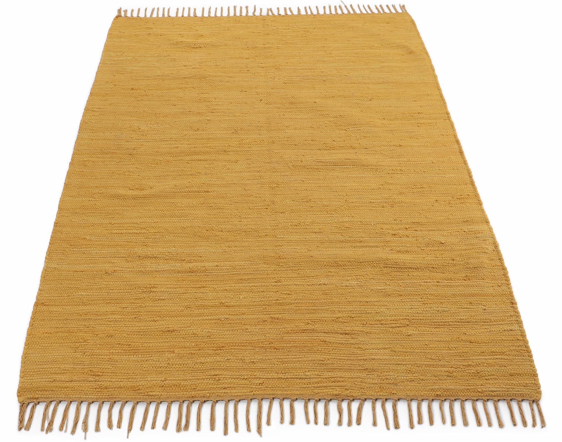 carpetfine Vloerkleed Kelim Chindi uni Tweezijdig te gebruiken kleed, puur katoen, met de hand geweven, unikleuren, met franje