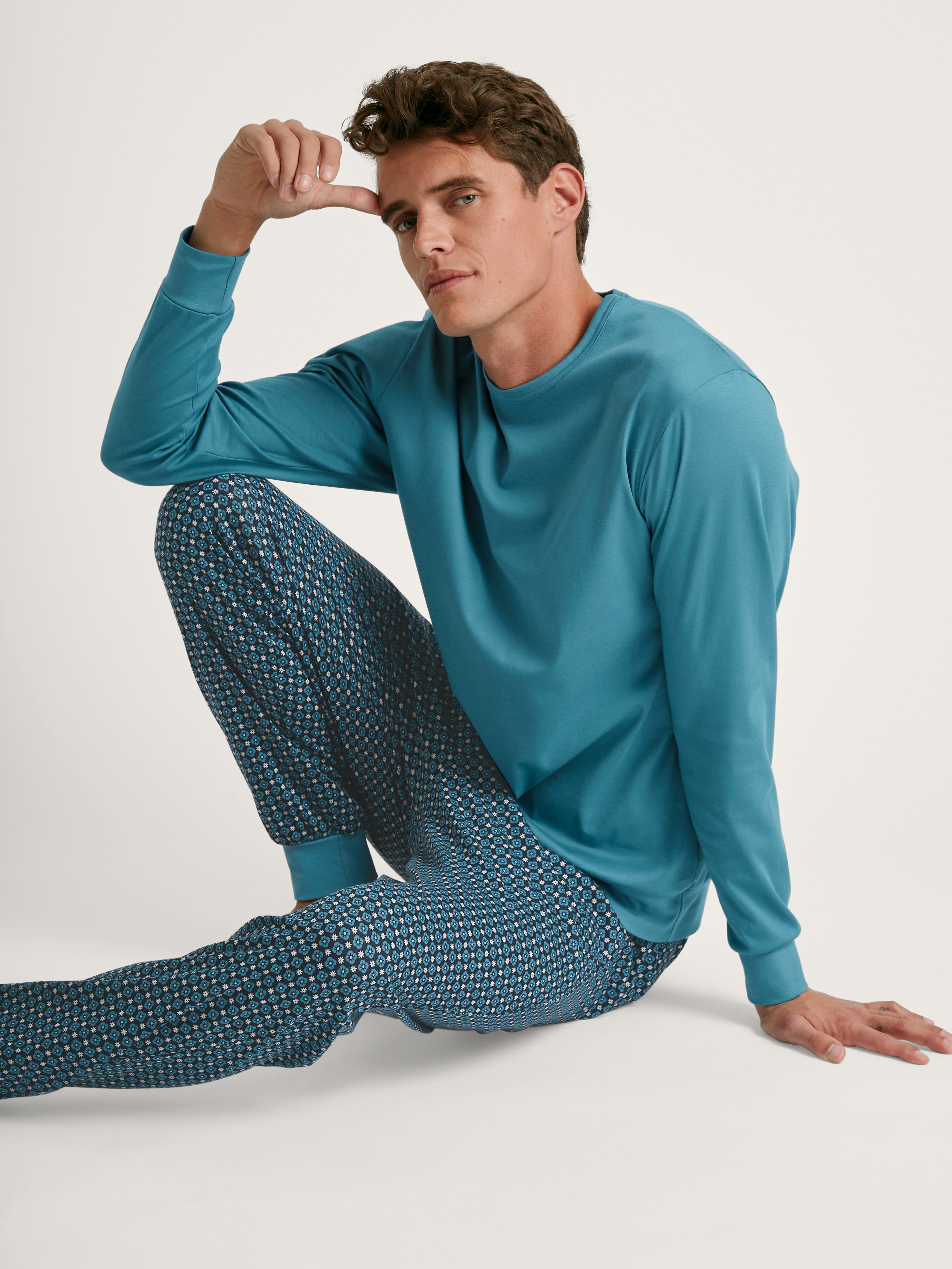 CALIDA Pyjama Relax Streamline 2 met zachte ribboorden (2-delig)