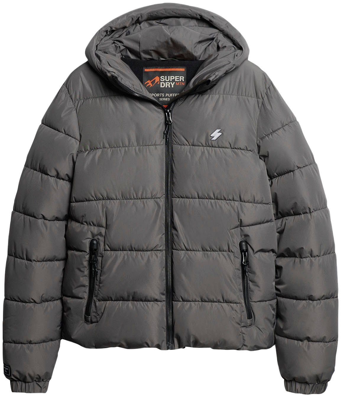 Superdry Gewatteerde jas HOODED SPORTS PUFFR JACKET met contrastkleurig borduursel