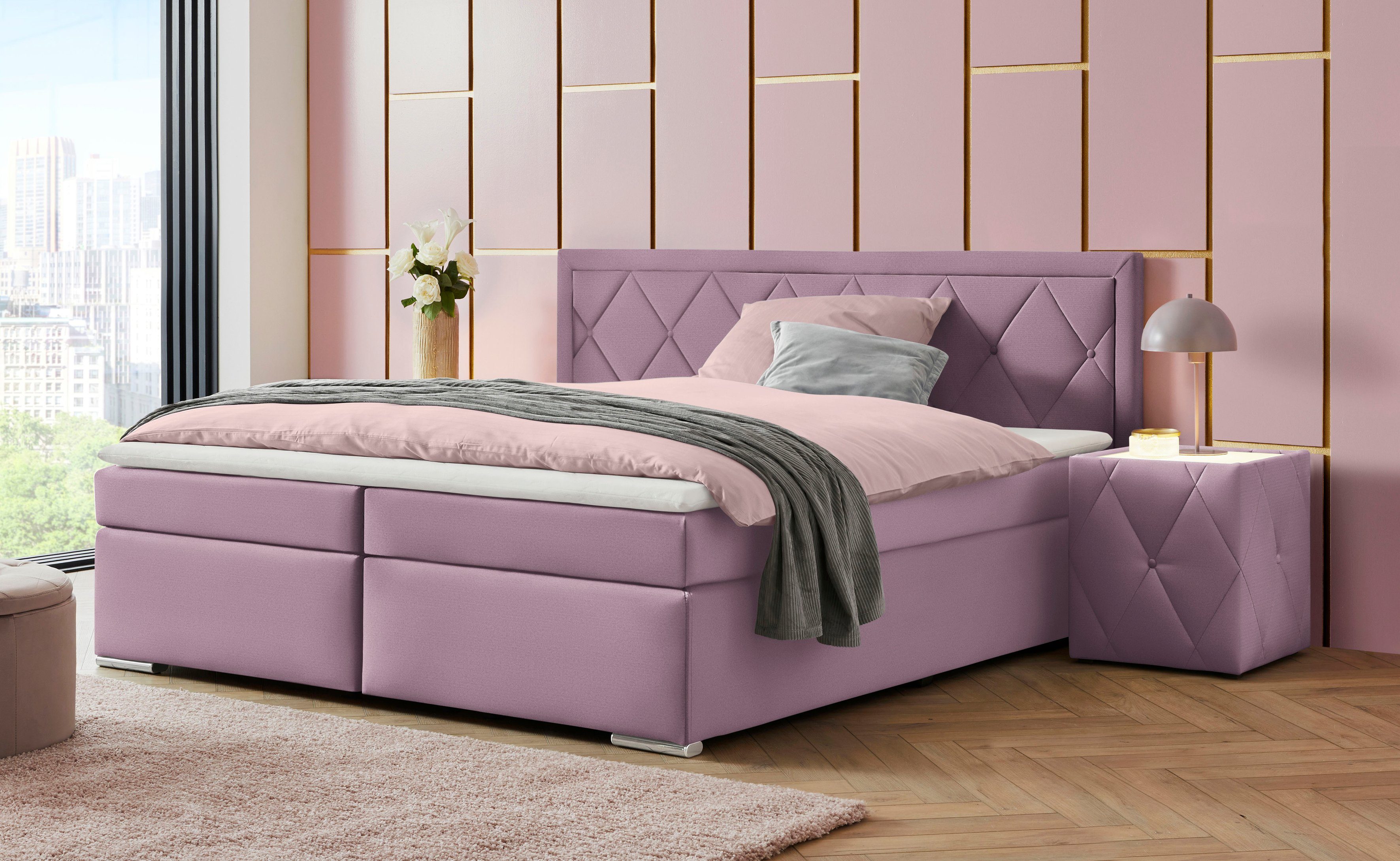 Leonique Boxspring Alfie, bestseller, optioneel met bedlade met capitonnage in het hoofdbord, h2, h3 en h4 ter keuze