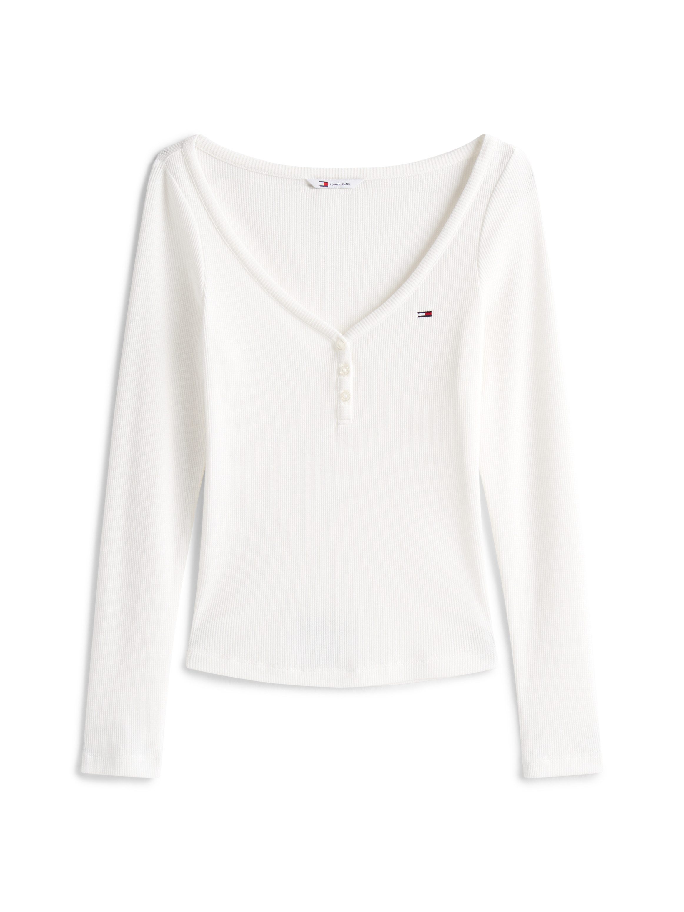 TOMMY JEANS Shirt met lange mouwen TJW SLIM HENLEY WAFFLE LS