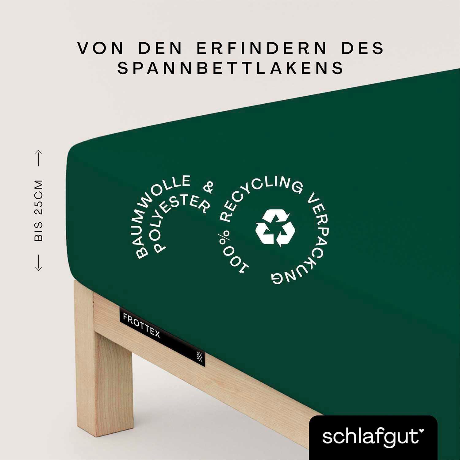 Schlafgut Laken Frottex 100% frotté (1 stuk) hoeslakens maat 180-200 cm x 200 cm groen