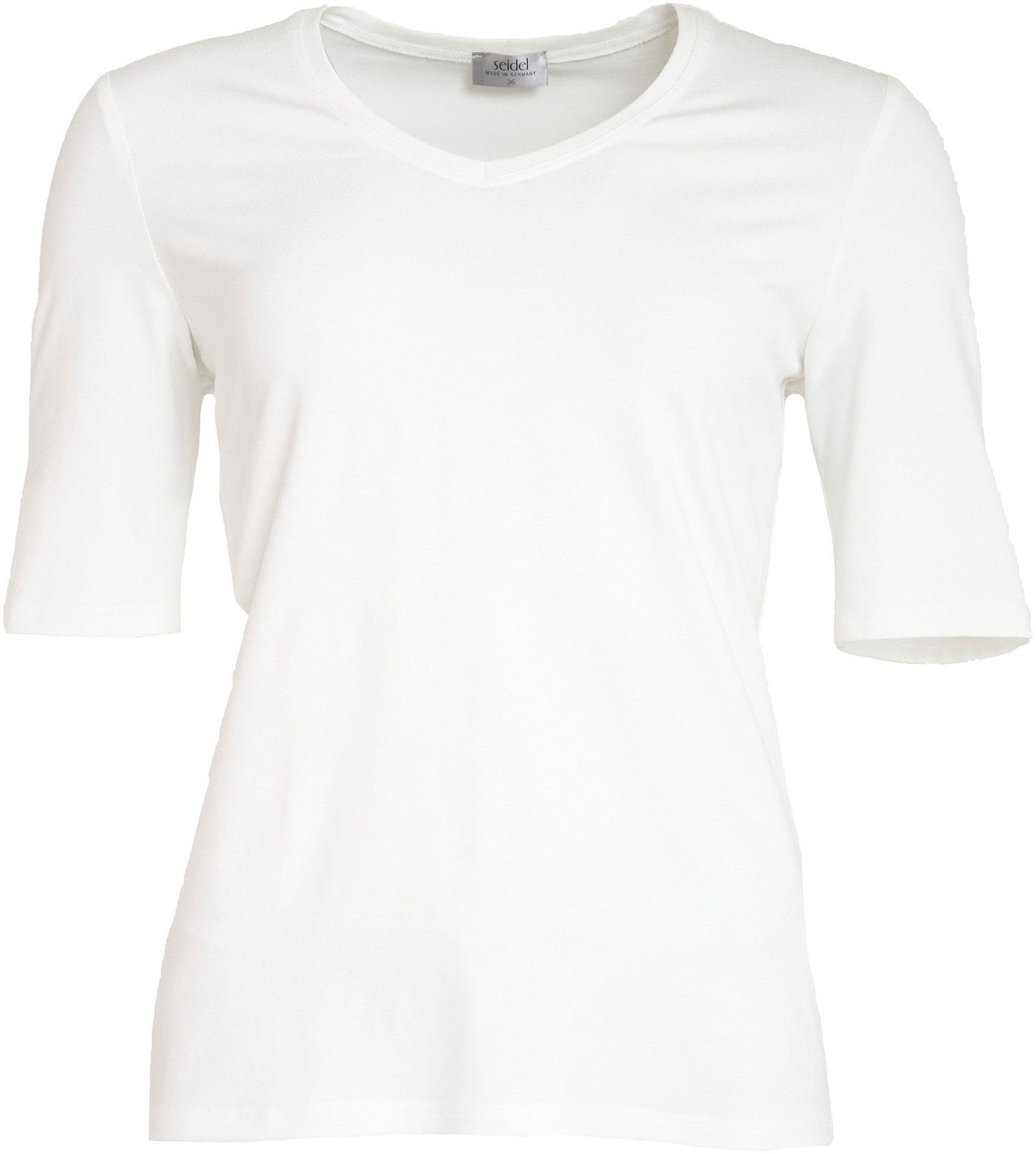 Seidel Moden Shirt met V-hals met halve mouwen van zacht materiaal, made in germany