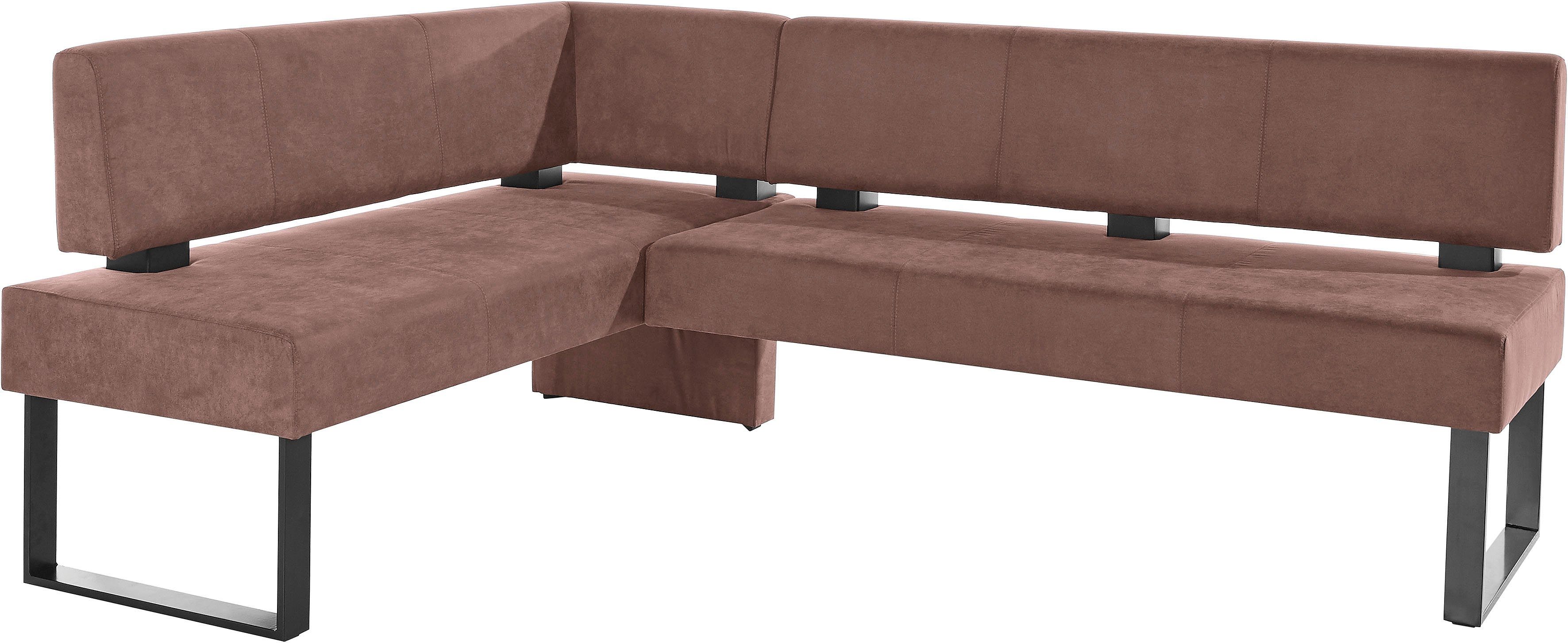 Home affaire Hoekbank Oliver met metalen frame, keukenbank verschillende hoezen cord eetkamerbank ottos choice bruin, hoekbanken, Microvezel, langer