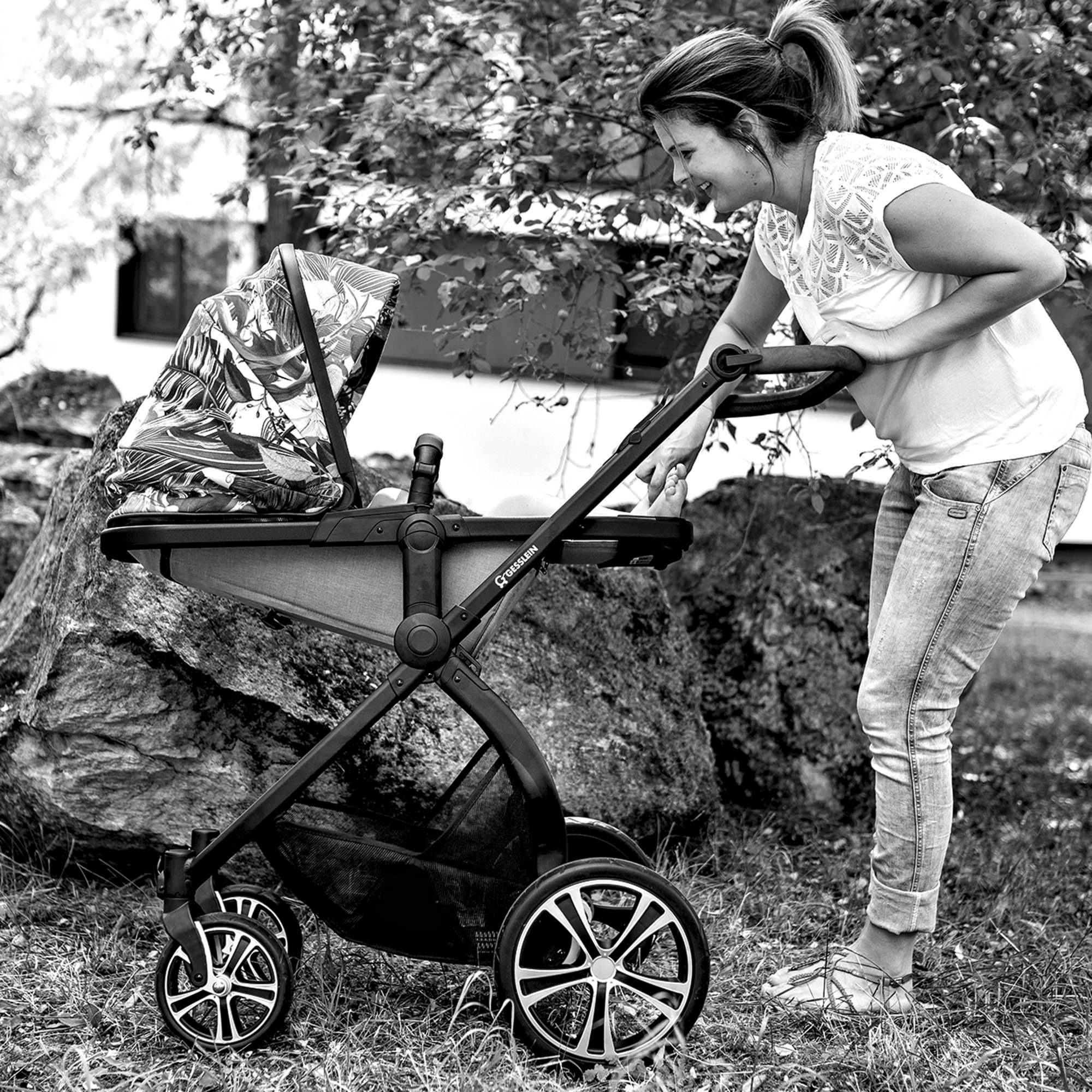 Gesslein Combi-kinderwagen FX4 Soft+ met opzetstuk Life, zwart/tabak, zand