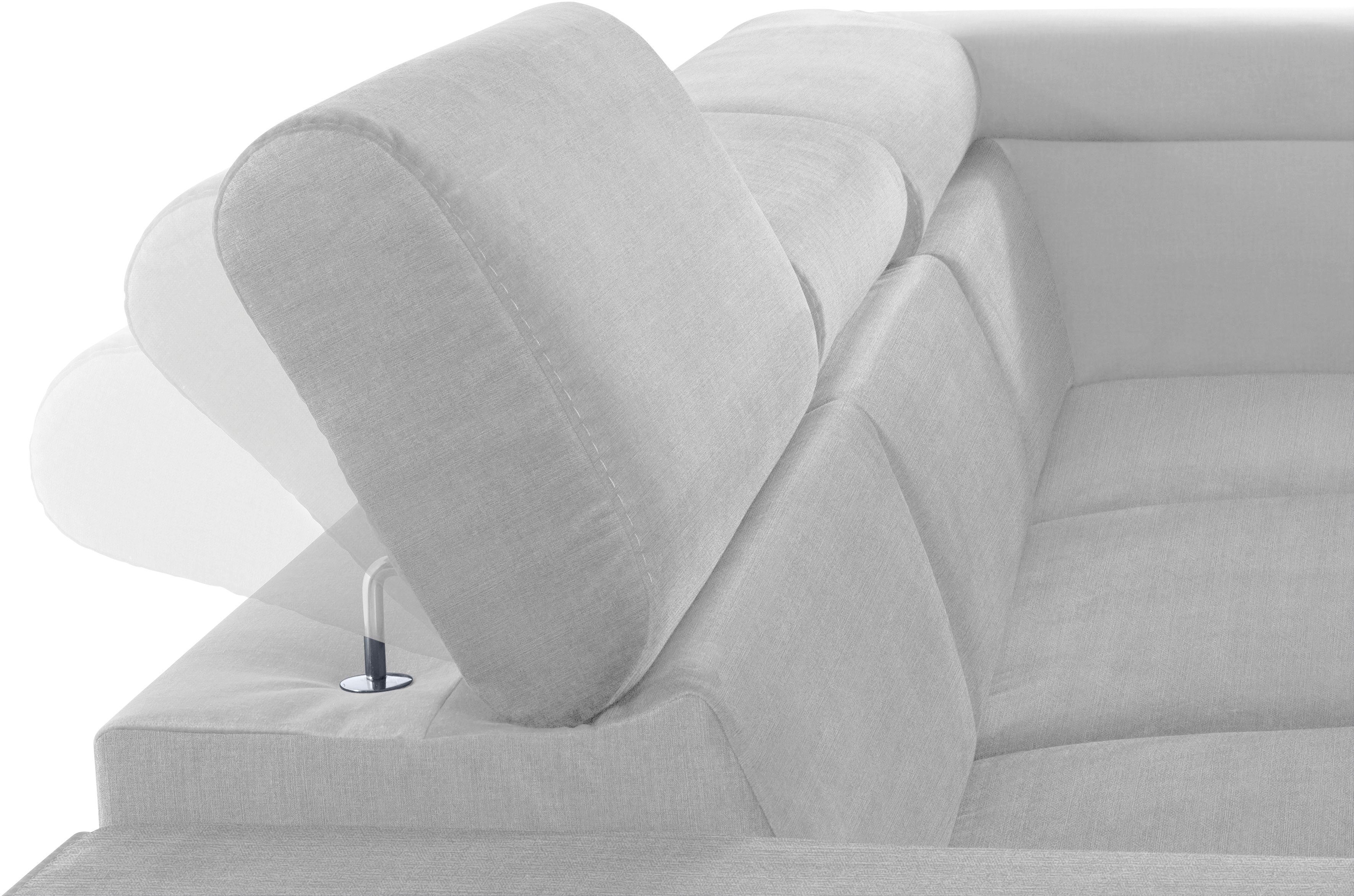 COTTA Hoekbank Morven L-vorm met hoofdeindeverstelling keuze met bedfunctie, bedlade & draadloze oplader