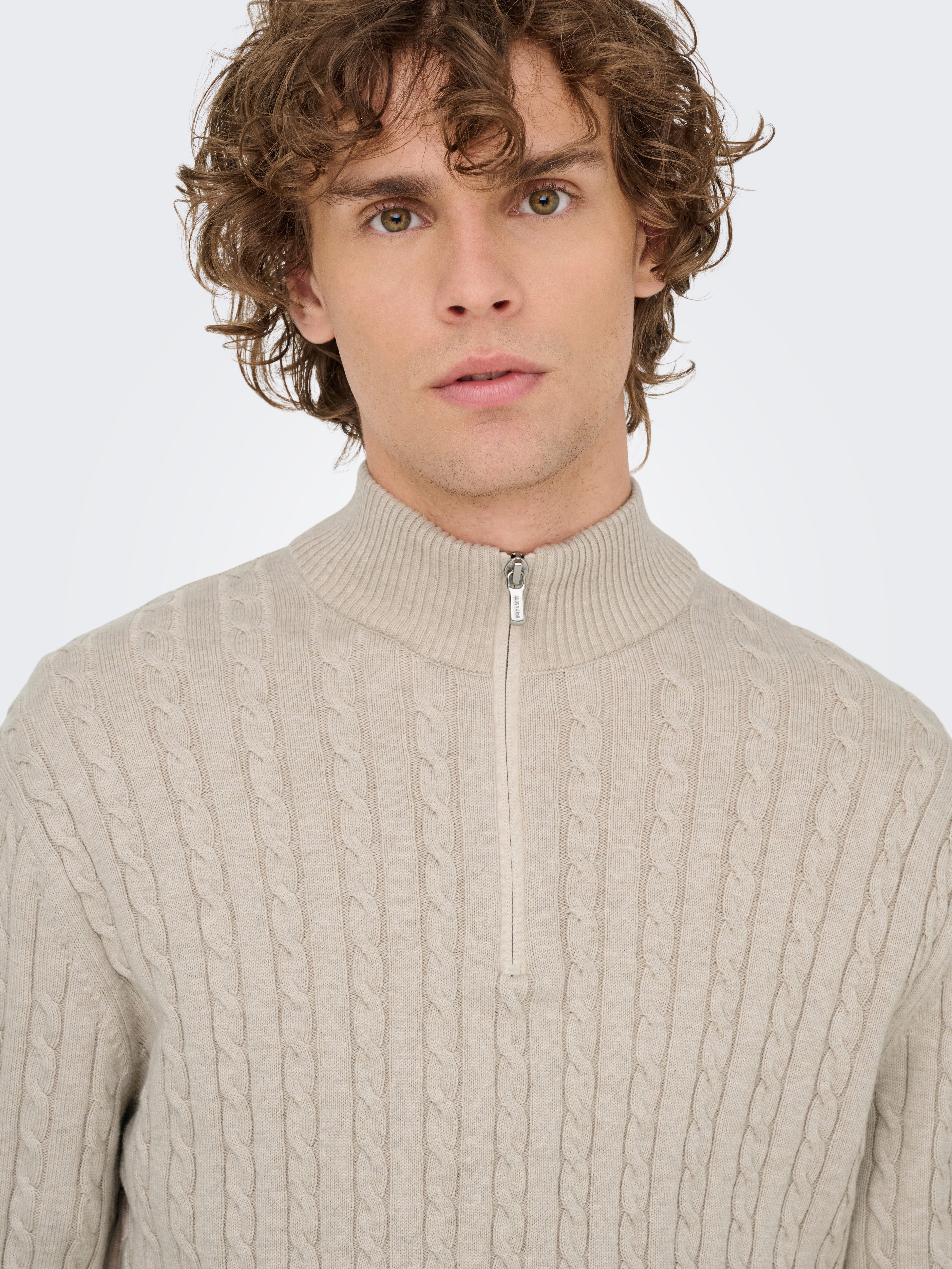 ONLY & SONS Schipperstrui ONSLOUI REG 12 CABEL HALF ZIP KNIT