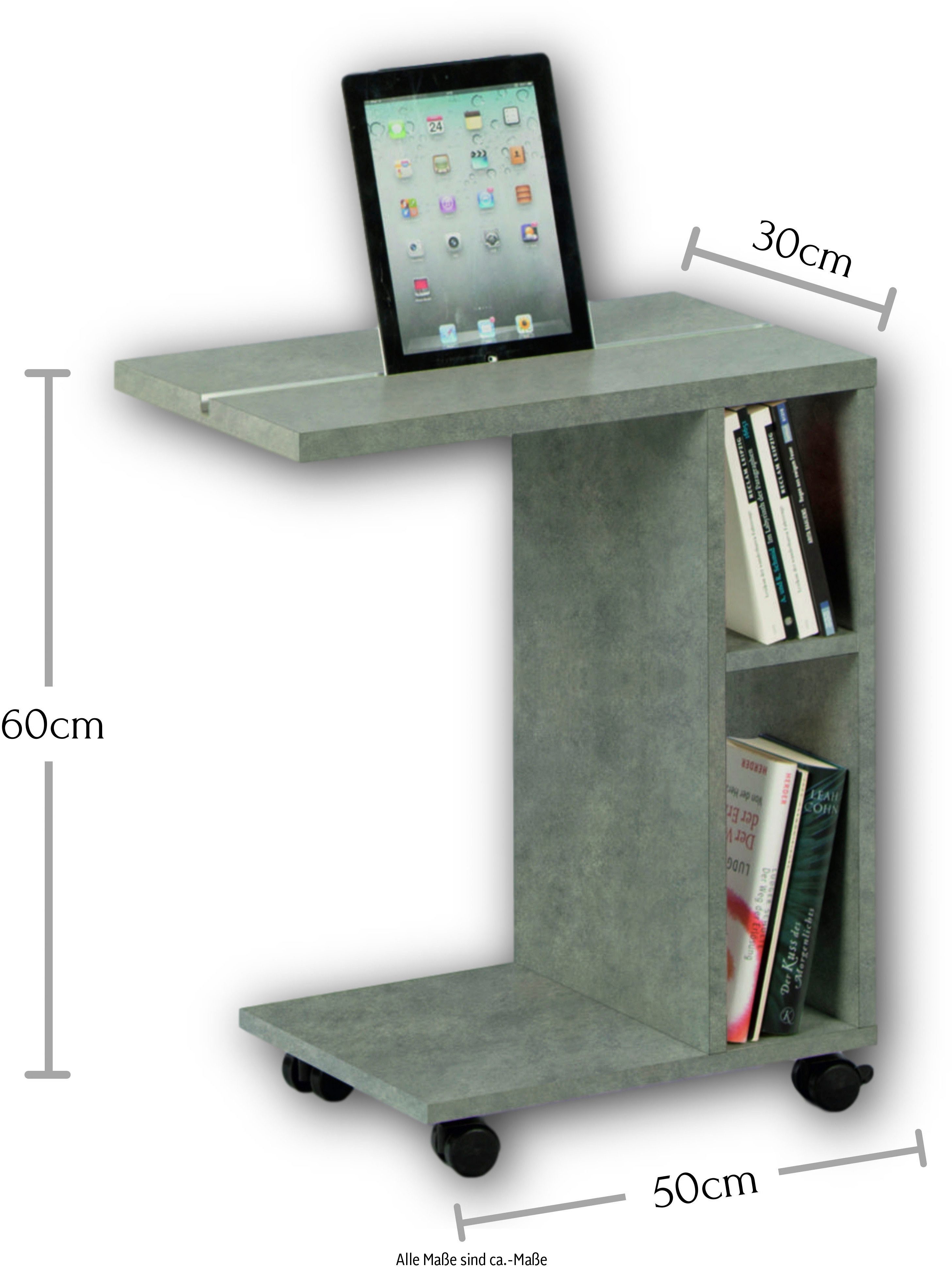 Stolkom Salontafel Latino rollend, bijzettafel in wit of beton decor