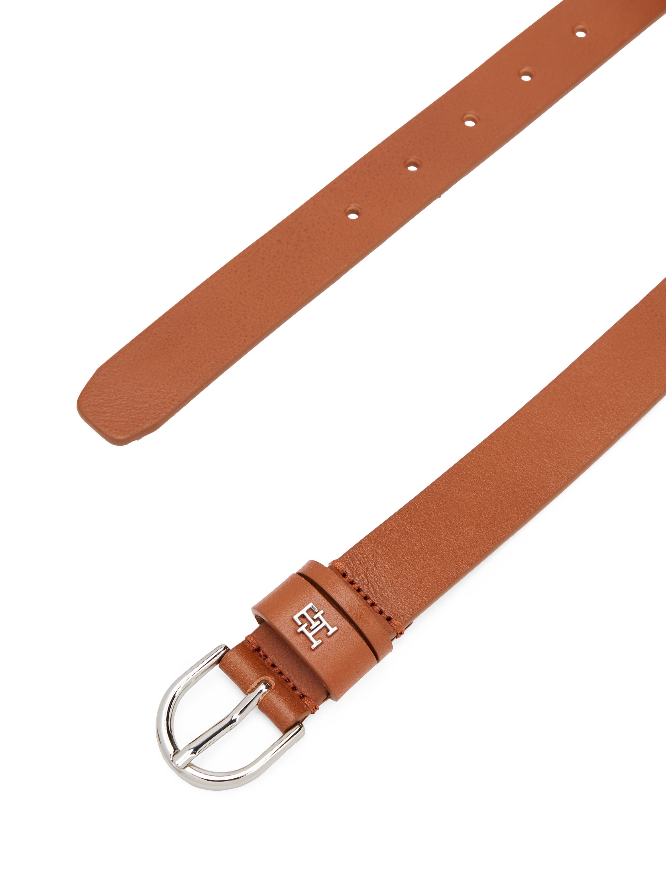 Tommy Hilfiger Leren riem ESSENTIAL EFFORTLESS 2.5 SILVER Eenvoudige doornsluiting, metalen embleem