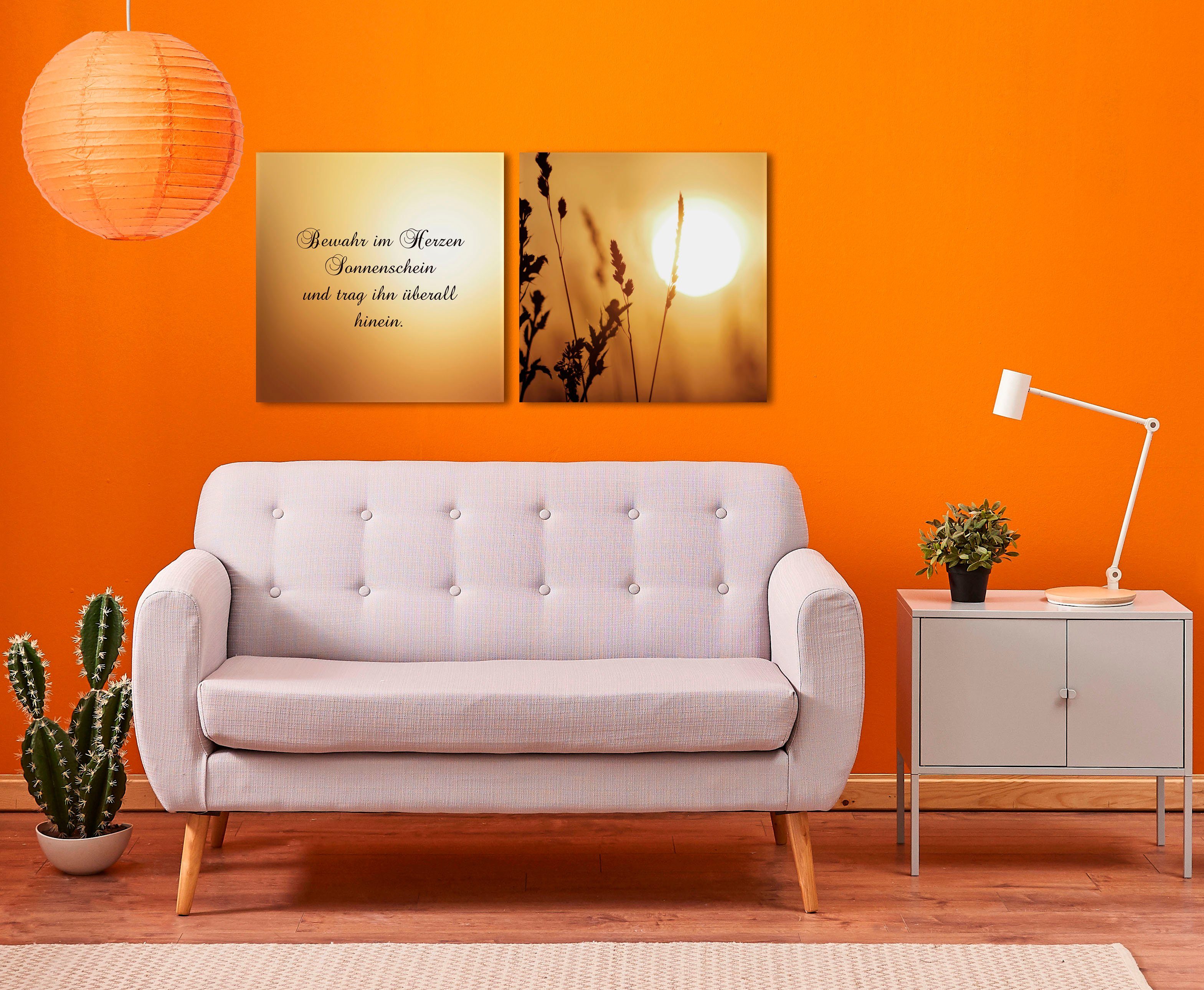 queence Artprint op linnen Zonneschijn Premium canvasstof, handgemaakt in Duitsland, uitspraak, 2-delige set (set)