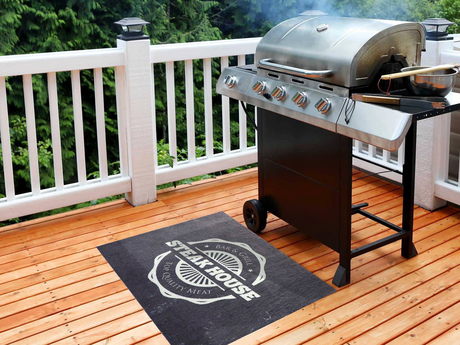 Primaflor-Ideen in Textil Mat BBQ grillmat STEAK HOUSE Barbecuemat ideaal als vloerbescherming, met tekst, antislip, wasbaar