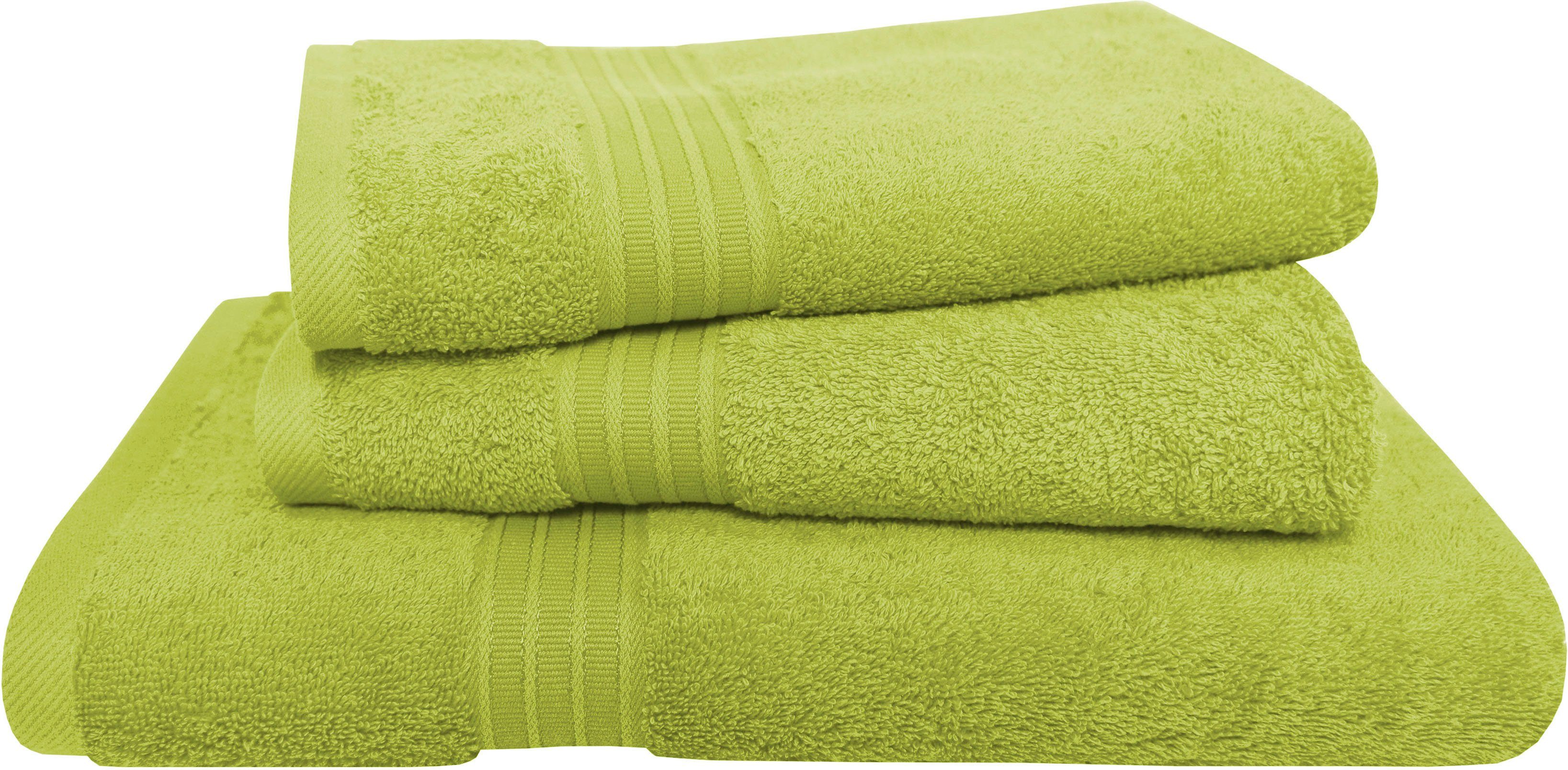 Dyckhoff Handdoekenset Siena met rand, 2 handdoeken (50x100cm), 1 douchehanddoek (70x140cm) (set, 3-delig) handdoeken groen