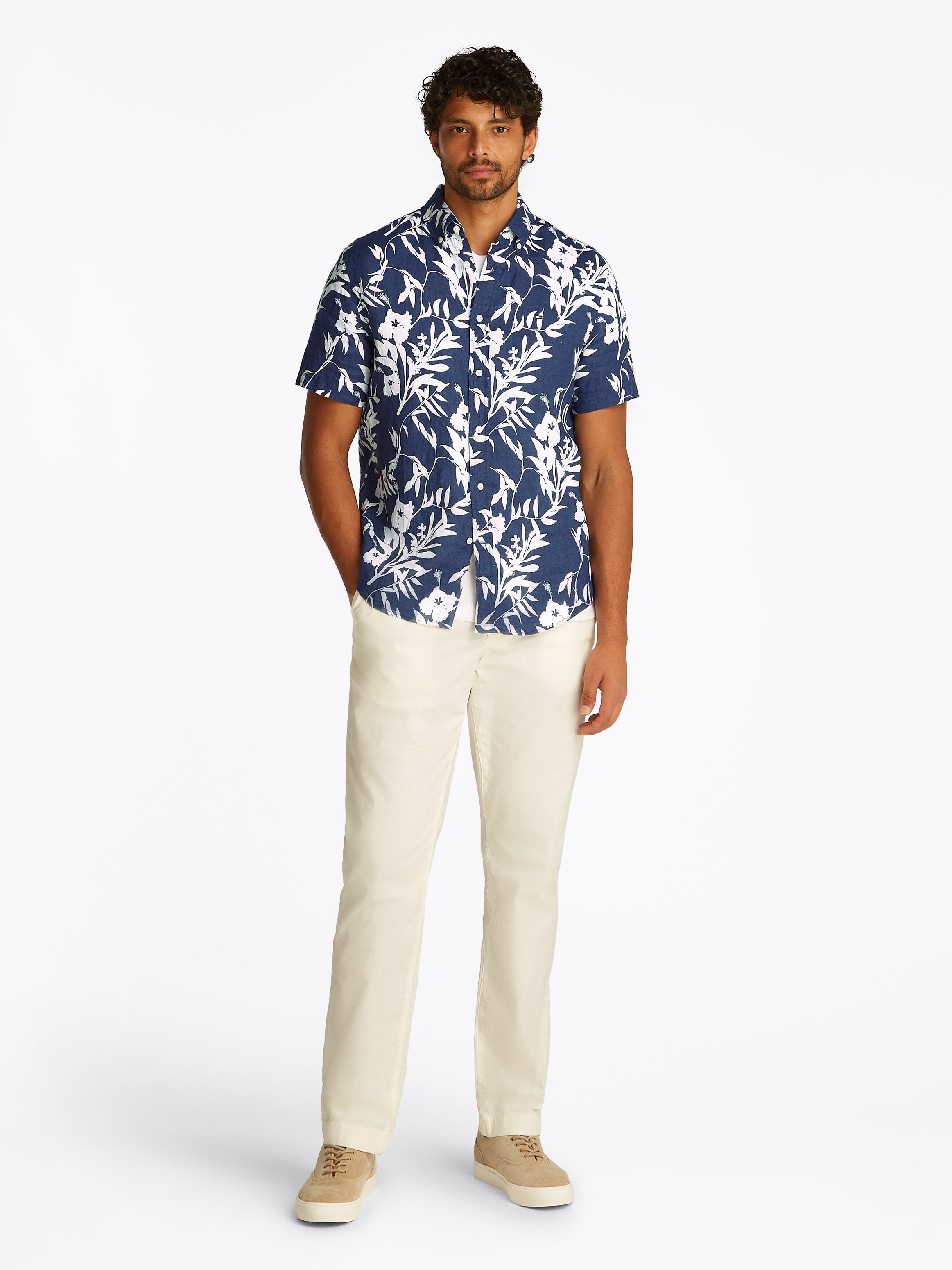 Tommy Hilfiger Linnen overhemd LINEN TROPICAL PRT SS RF SHIRT