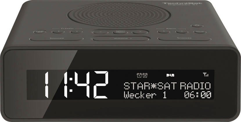 technisat wekkerradio digitale radio 51 - wekkerradio met dab+, sluimerfunctie, dimbare display, sleeptimer zwart