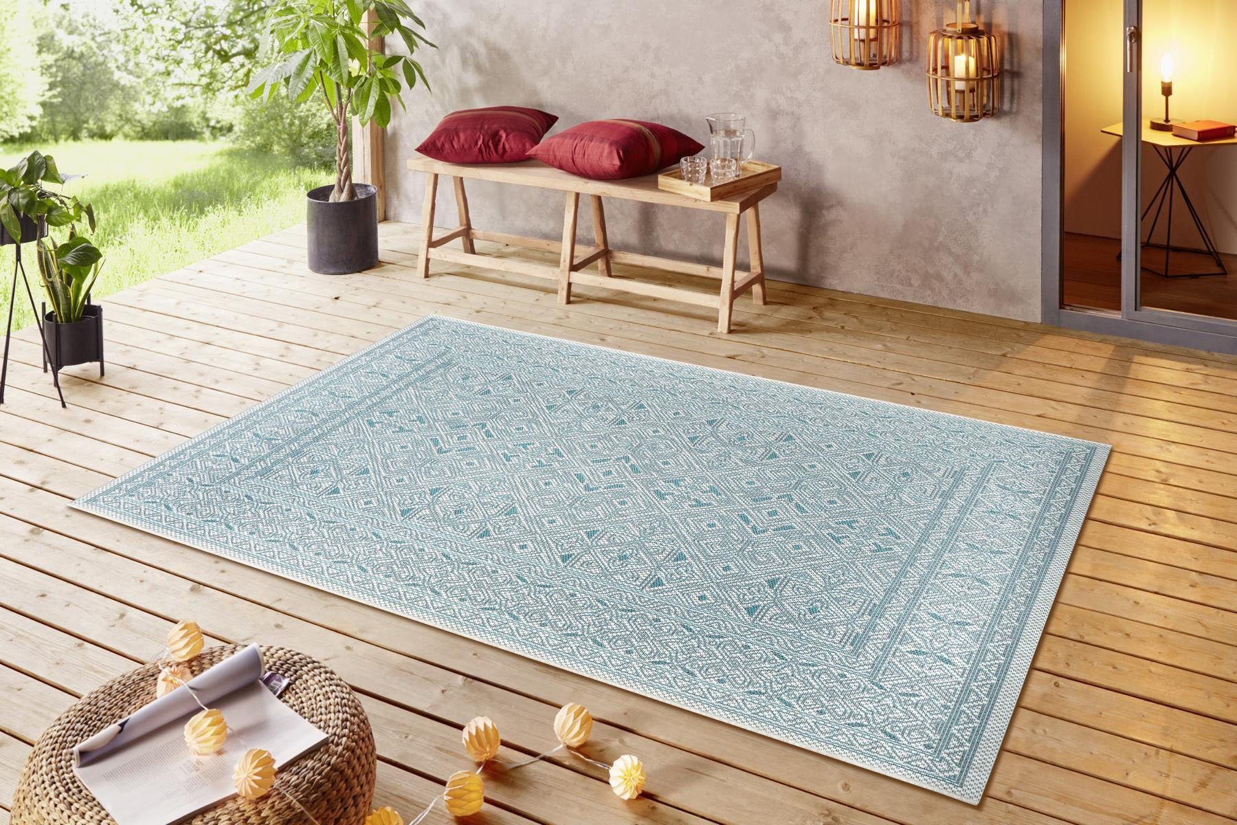 NORTHRUGS Vloerkleed Cuadrado Platweefsel grafisch design, afgehecht, robuust, gemakkelijk in onderhoud