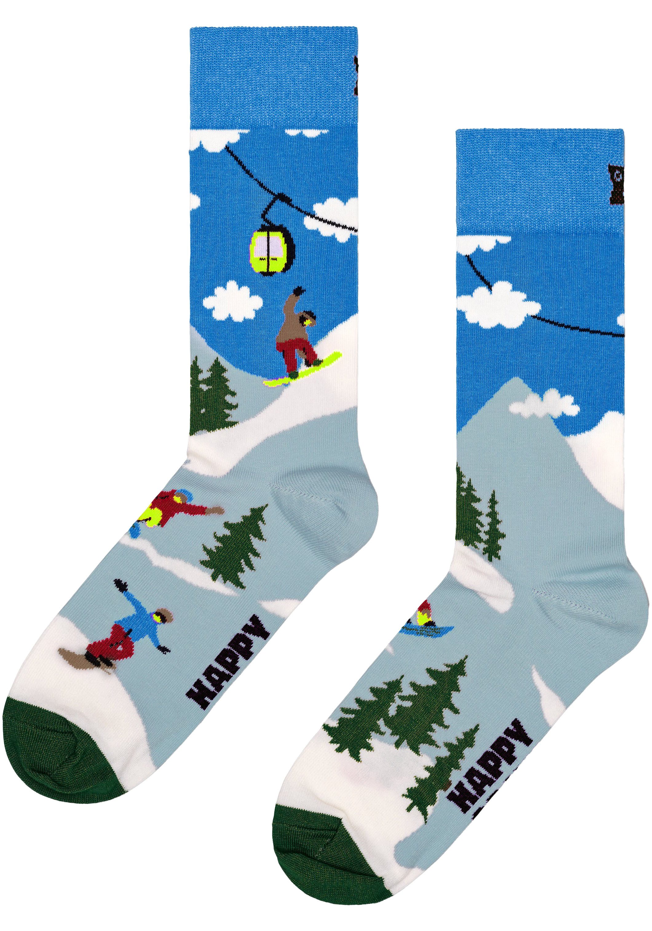 Happy Socks Lange sokken met snowboardmotieven (Set van 2)
