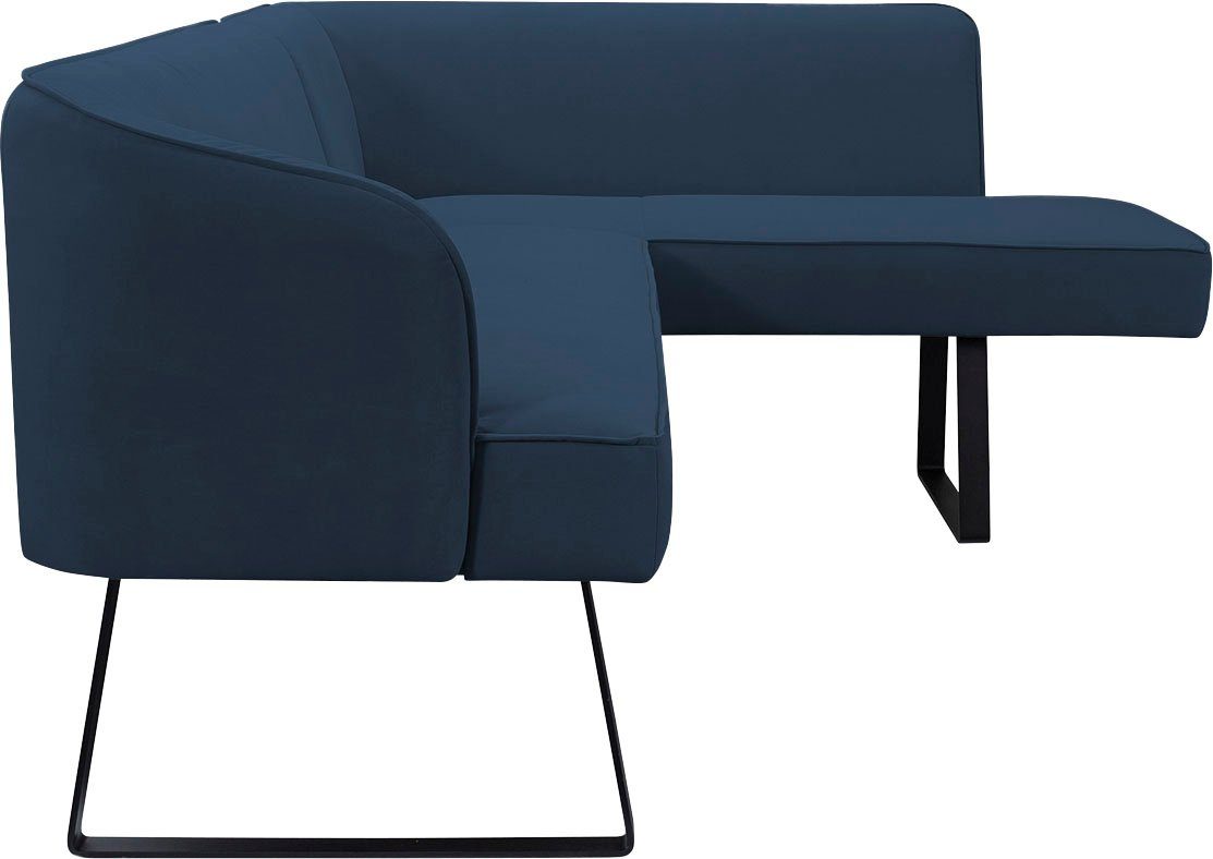 exxpo - sofa fashion Hoekbank Americano met opstaande naad en metalen poten, bekleding in verschillende kwaliteiten